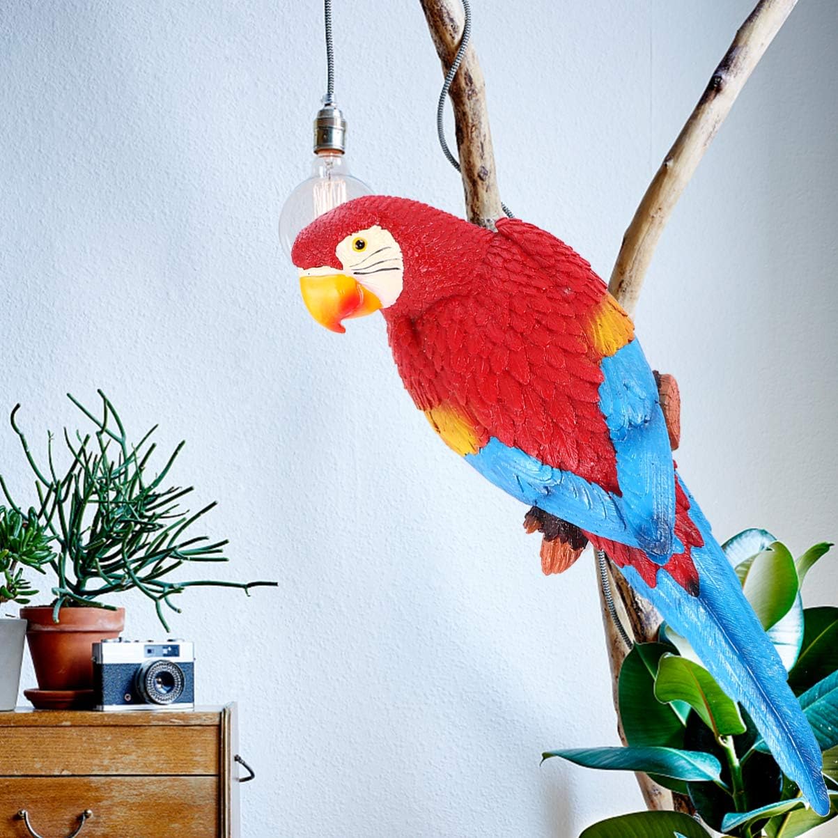 Parrot Decor Hanging Parrot Statue for Garden Resin Parrot Sculpture Realistic Parrot Outdoor Statue Outdoor Parrot Statue and Figurine Ornament Wall Decoration