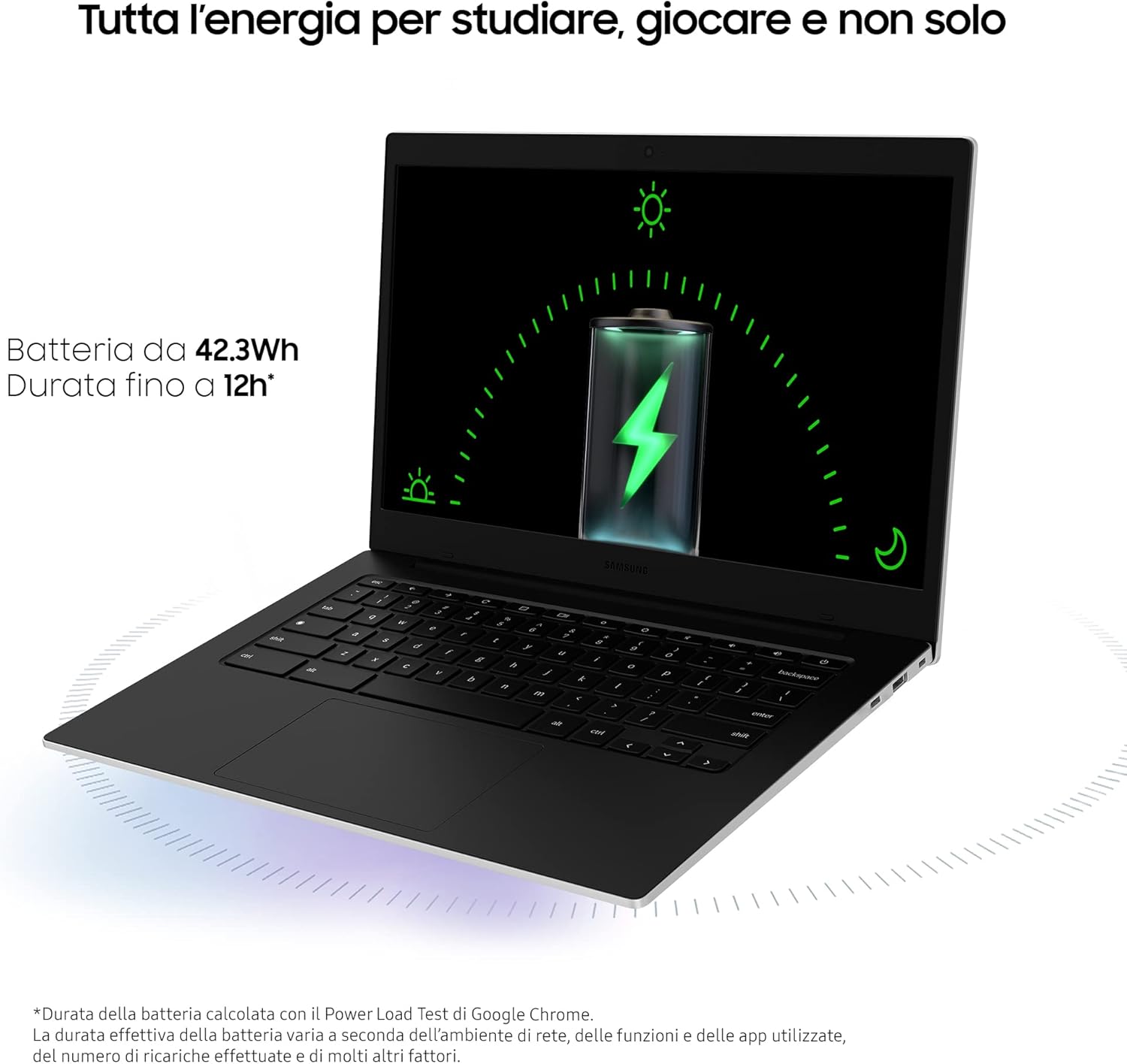 Samsung Galaxy Chromebook Go, Computer Portatile XE340XDA-KA1IT Chrome OS, Processore Intel Celeron, Display Screen 14” Full HD LED, RAM 4GB, Memoria eMMC 64GB, USB-C, Silver (Versione Italiana) Samsung Galaxy Chromebook Go, Computer Portatile XE340XDA-KA1IT Chrome OS, Processore Intel Celeron, Display Screen 14” Full HD LED, RAM 4GB, Memoria eMMC 64GB, USB-C, Silver (Versione Italiana)