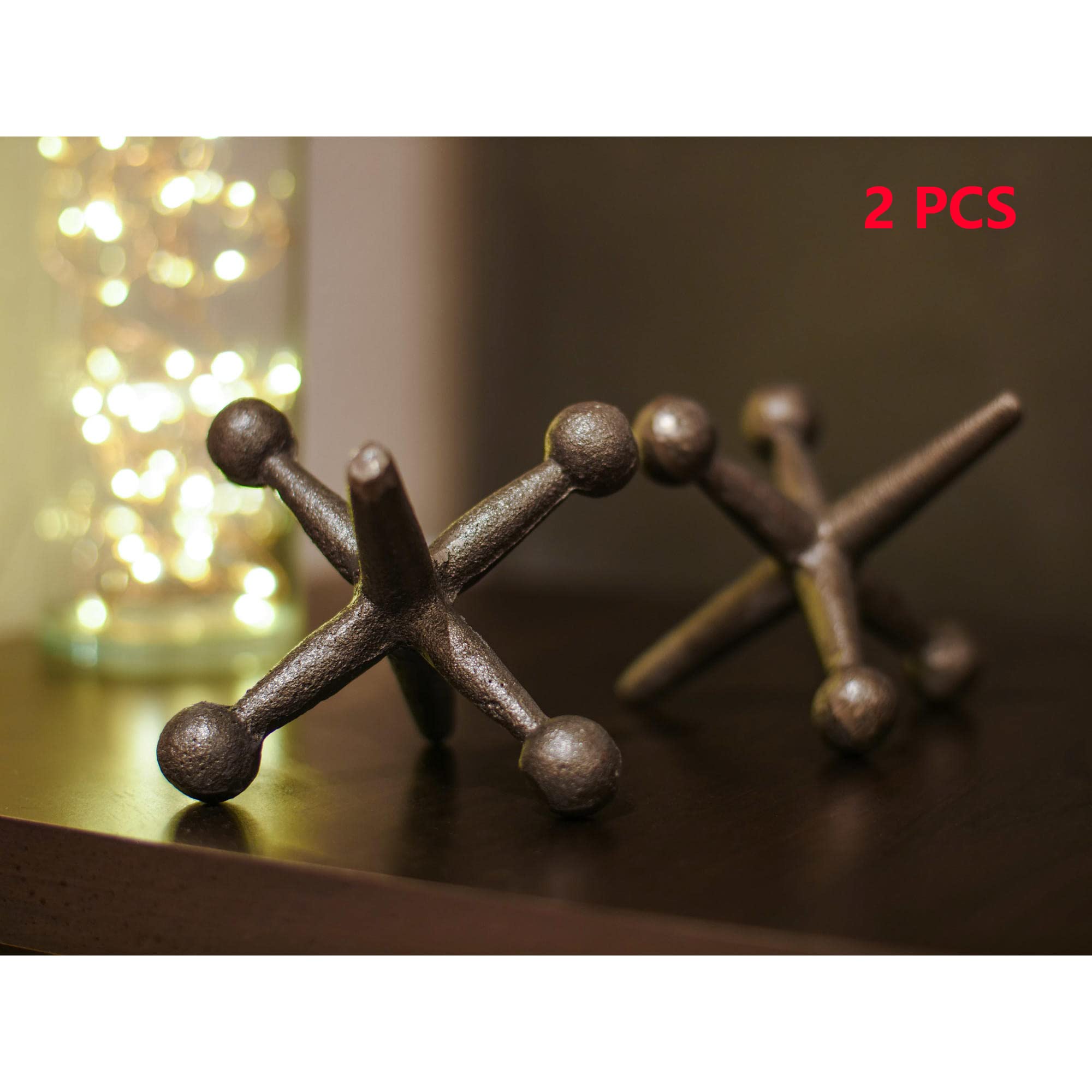 OligskyMetal Jacks 2 PCS - Decorative Jacks - Modern Decorative Objects - Home Decor Accents - Industrial Decor - Table Accents Decor - Decorative Door Stop - Bookshelf Decorative Objects