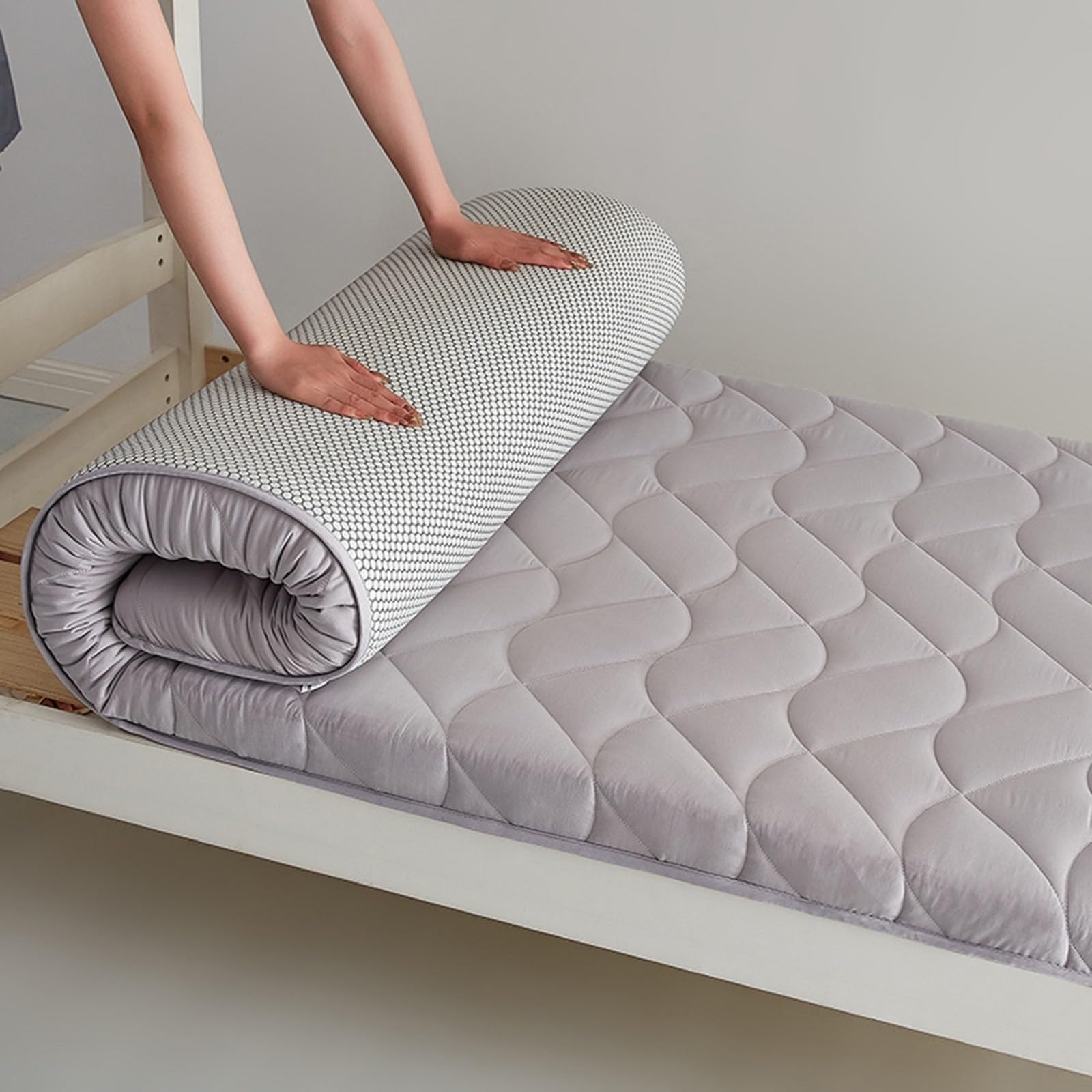 Meiiron 4cm Thicken Futon Mattresses Floor Mattress Japanese Tatami Mat Foldable Roll Up Mattress Soft Folding Sleeping Pad for Camping Student Dormitory Bedroom Living Room(Gray,180x200cm)
