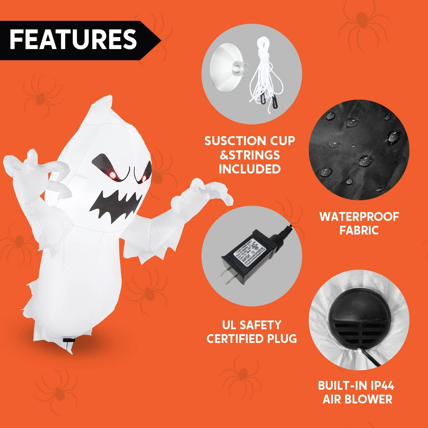Joiedomi 3.5 FT Halloween Inflatable Ghost with Build-in LEDs, Blow Up Flying Ghost Broke Out from Window for Halloweeen Window Decorations, Halloween Outdoor, Yard, Garden, Lawn Decoration