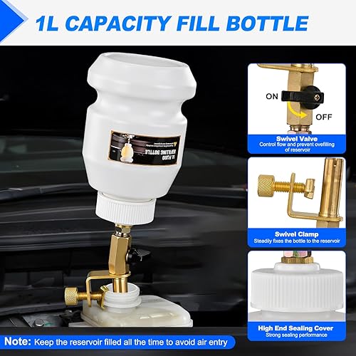 Miniatura 4 de GOOACC Kit de purga de frenos de 2 litros, bomba de vacío neumática de purga de frenos con botella de recarga de 1 litro y adaptadores, sistema de