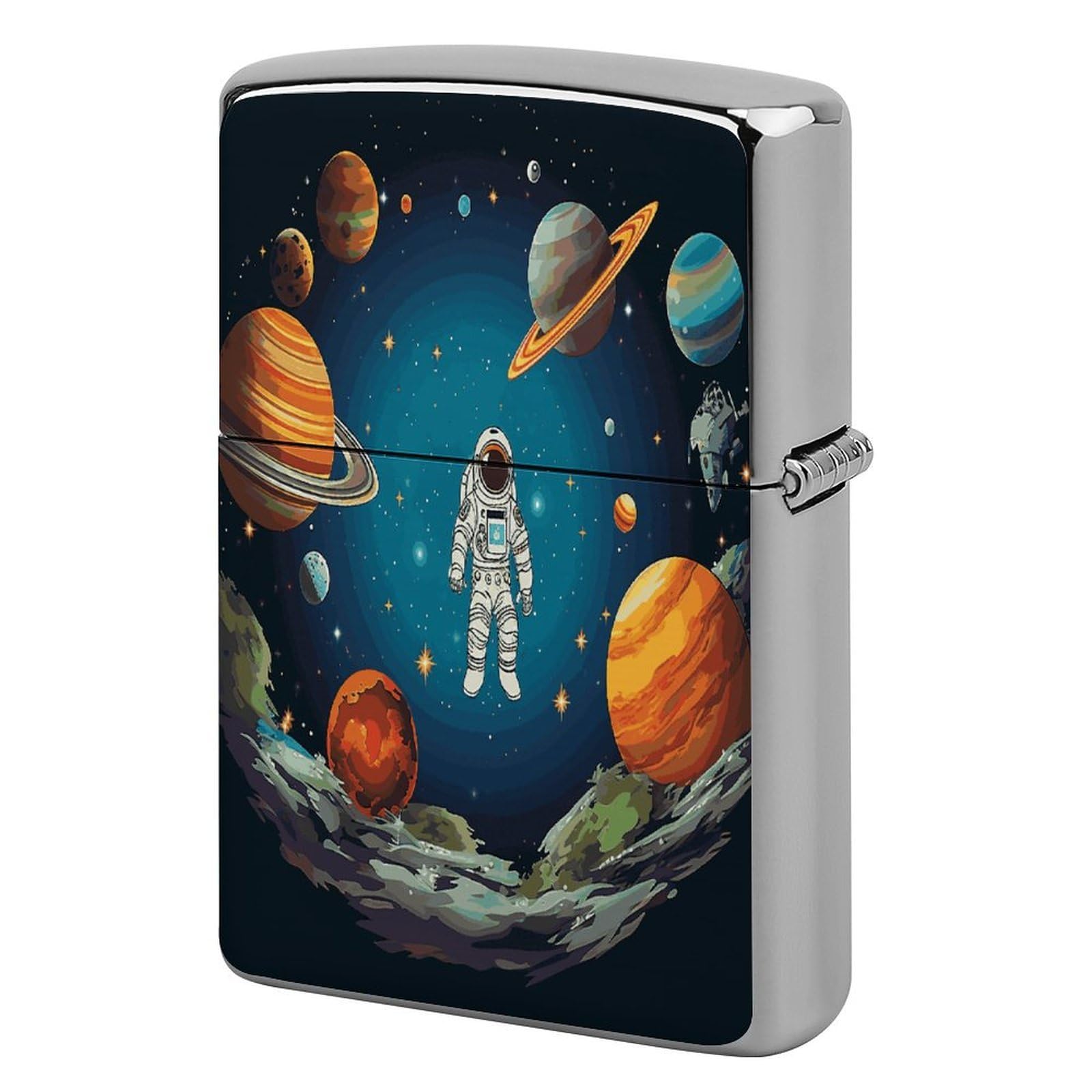 Fekiloot Style Outer Space Rocket Astronaut Lighter Case Cover Metal Lighter Case