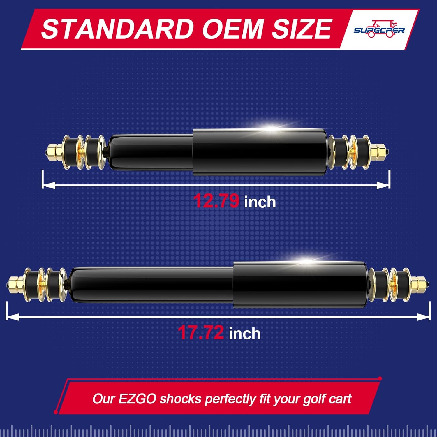 4PCS EZGO Front and Rear Shocks, 1994-UP EZGO TXT Shock Absorbers Gas and Electric, Golf Cart Front and Rear Shock Absorbers, EZGO TXT Shocks Replacement# 76418-G01, 70928-G01