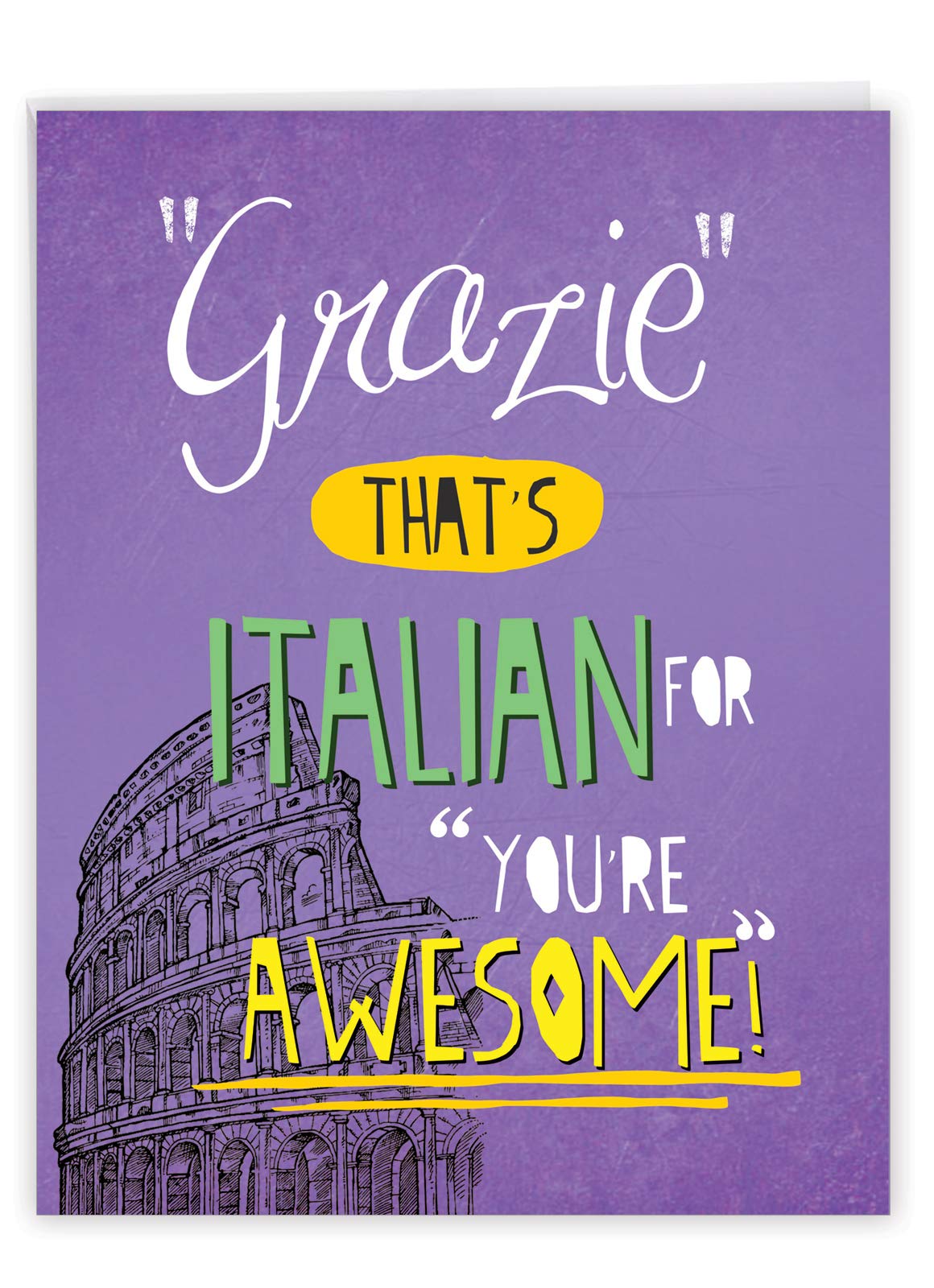 NobleWorksLarge Group Thank You Card in Italian (8.5 x 11 Inch) Gratitude, Appreciation Gift - Grazie You're Awesome J3533TYG-US