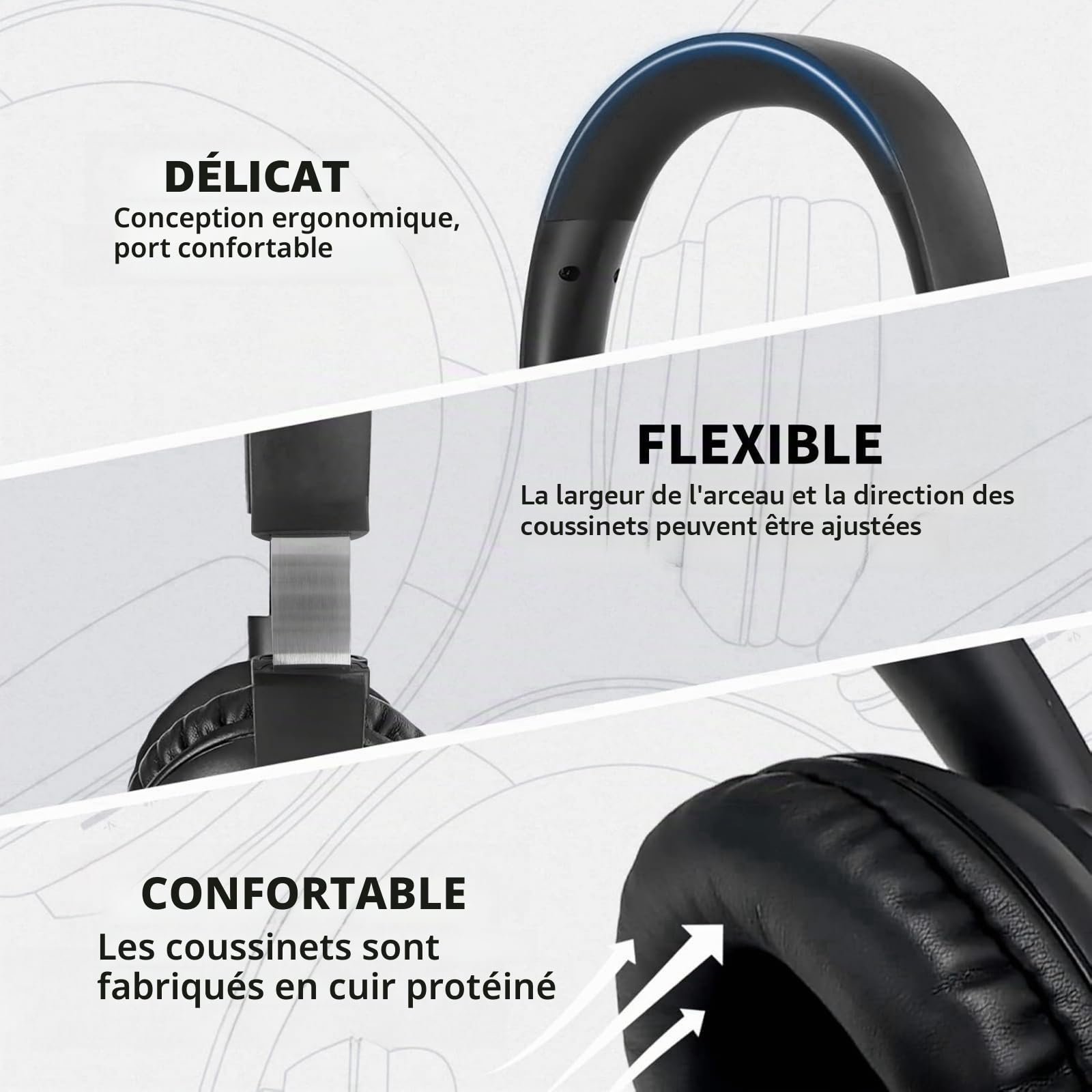 Casque TV sans fil 2.4G RF et Bluetooth 5.3 casque Over-Ear pour regarder la télévision base émetteur, pas de retard audio, volume potentielle