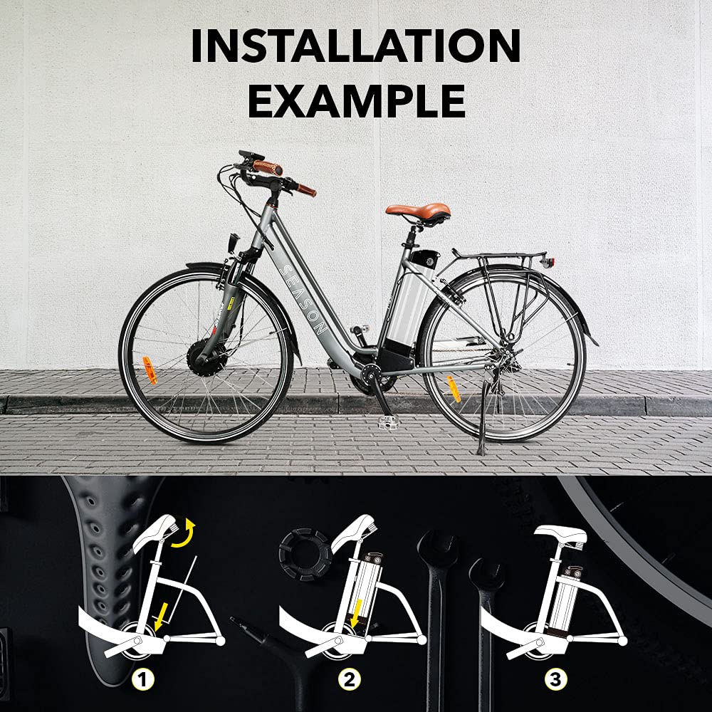 SEASON E-Bike Batterie de Vélo électrique 36V 10.4Ah / 14.5Ah / 15.6Ah / 18.2Ah XH370-10J Lithium-ION Battery pour E-Vélo MiFa Rex Aldi Phylion Zhenlong/ZL1010-F