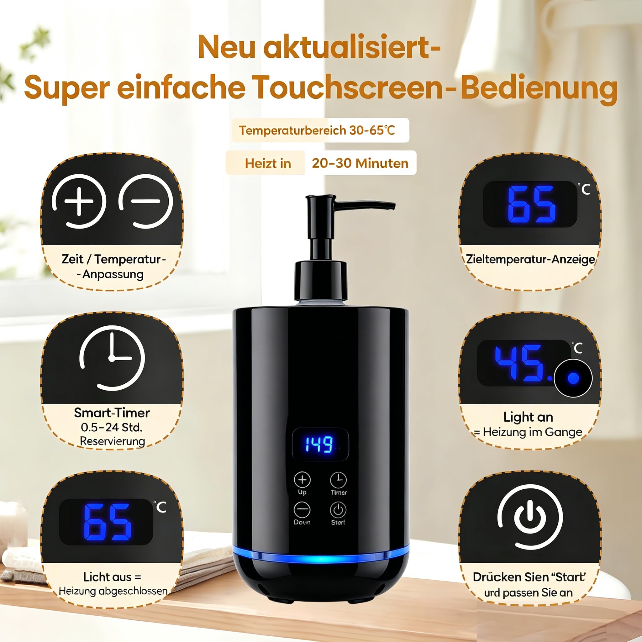 Professioneller Massageöl Wärmer, Massageölwärmer mit Zwei Ölflaschenspender Lotion Wärmer LCD Anzeige Flaschenwärmer Heizung für Spa Salon Haushalt Massageöl Flaschenwärmer
