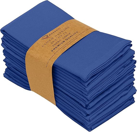 RUVANTI Dinner Cloth Napkins 12 Pack 18X18 Inch Reusable