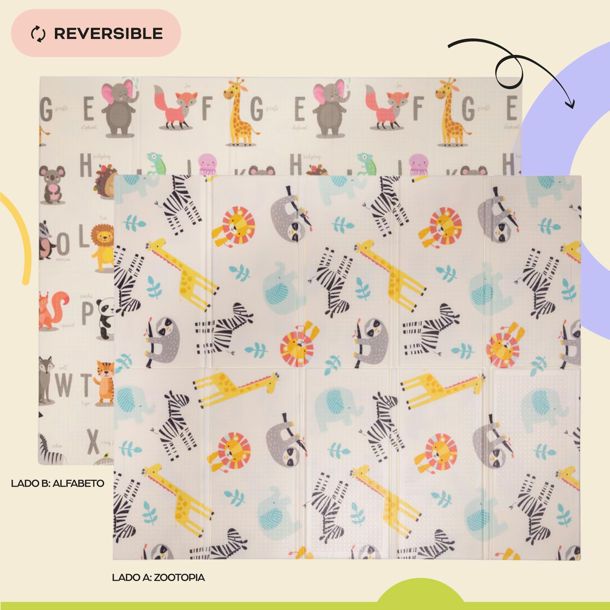 Alfombra Bebe Acolchada Plegable 150x180x1cm – Tapete Actividades Impermeable Reversible – Gimnasio Infantil – Manta Juegos y Regalo Ideal – Parque Infantil Bebé – Tapete Bebé – Colchoneta Suelo