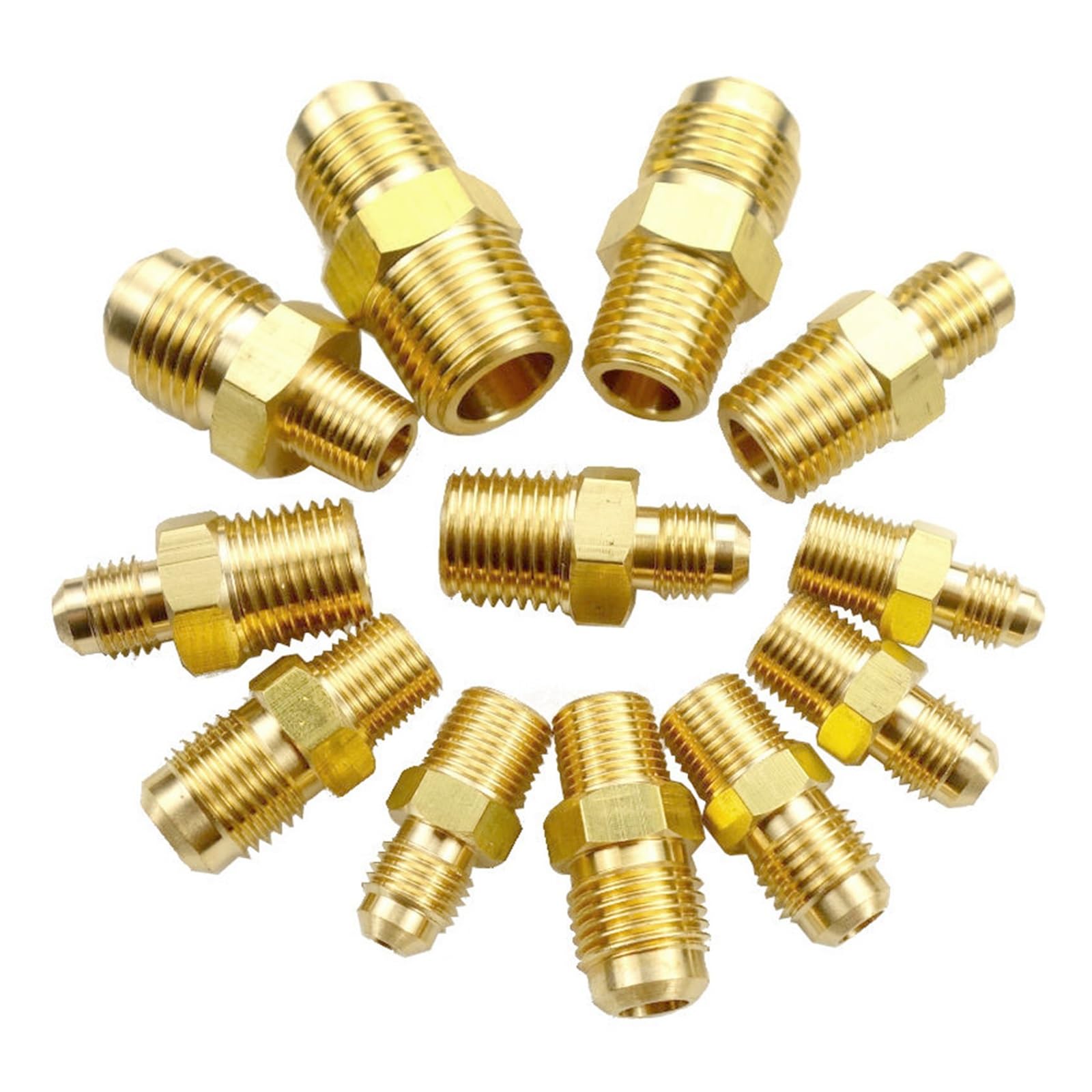 1/8" 1/4" 3/8" NPT Macho X Flare Fit 1/8" 3/16" 1/4" 5/16" 3/8" Tubo OD Latón SAE Instalación de tuberías de 45 grados Aire acondicionado (Color : Flare Fit 4.76mm OD, Size : (1 PCS)_1/4")