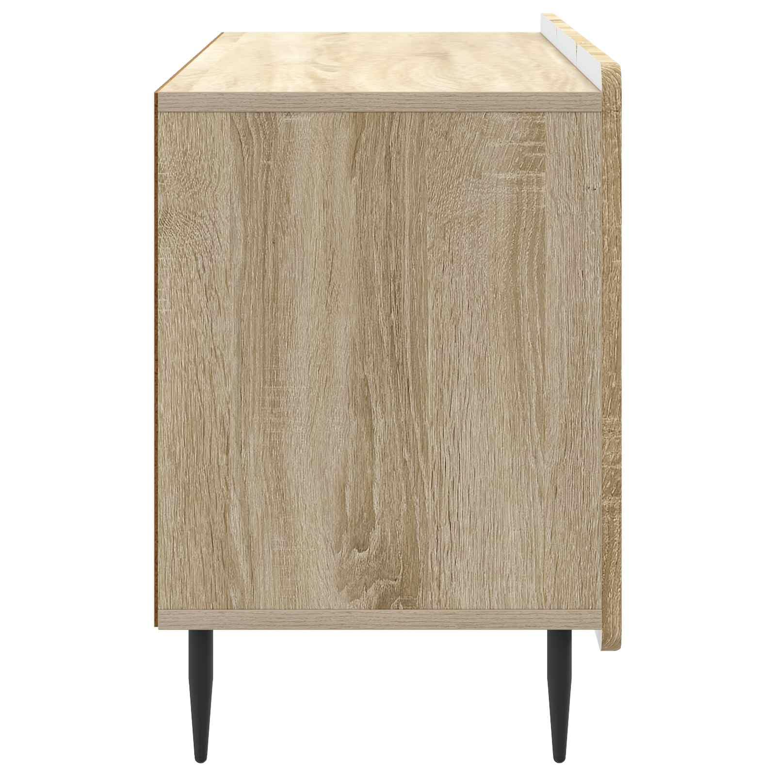 Hothingwell TV-Möbel, Holz, 99 x 34,5 x 52 cm, Sonoma-Eiche | Modernes rechteckiges Design, 90° drehbare Türen, robuste Stahlbeine, einfache Reinigung mit feuchtem Tuch