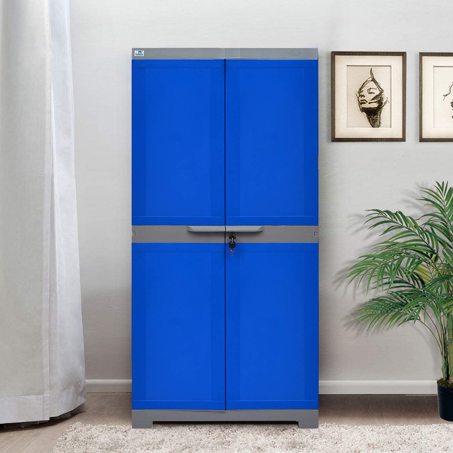 Nilkamal Plastic Storage Cabinet | FMM Wardobe_Blue and Grey-picture-0