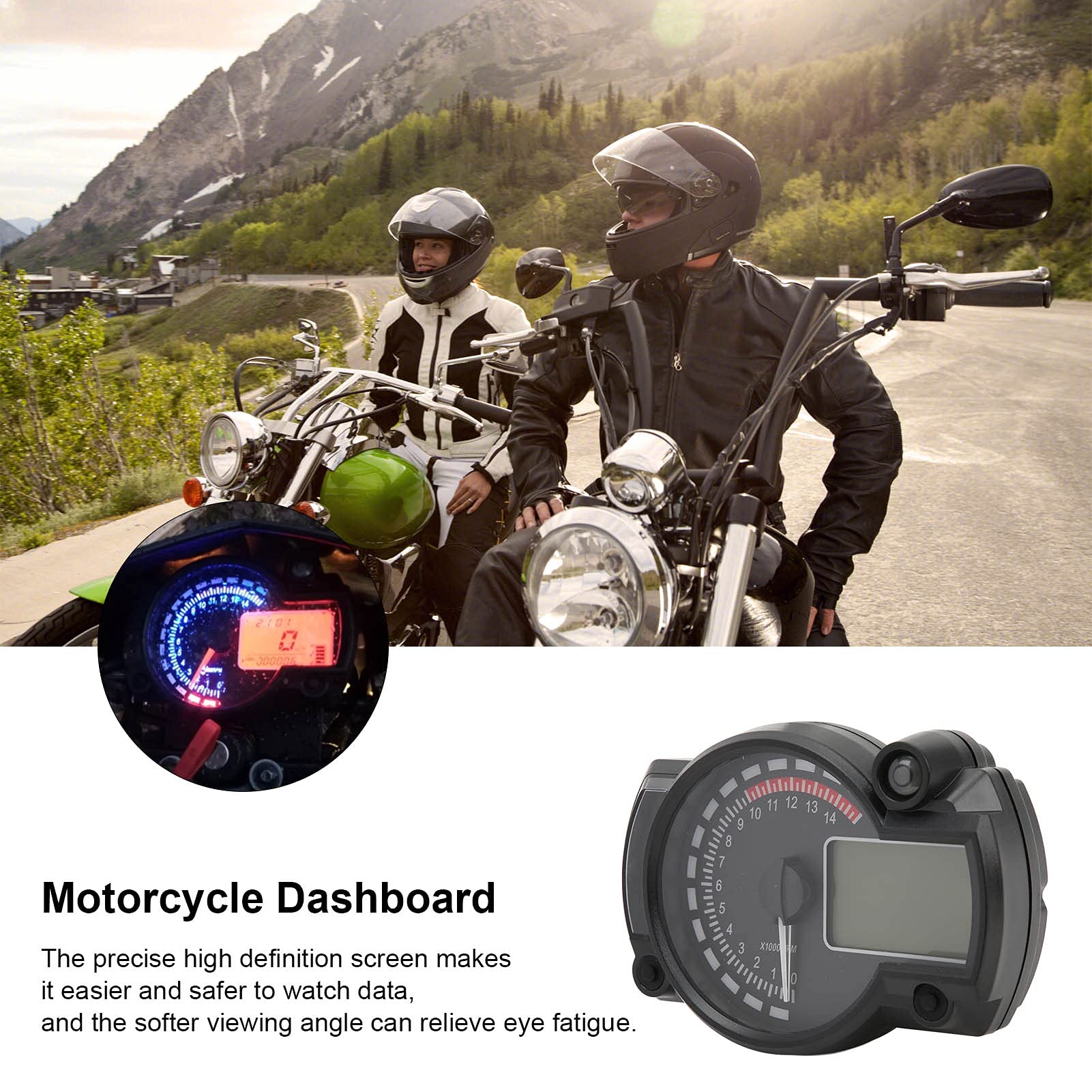 Contachilometri contachilometri per moto, contagiri LCD universale per veicoli a 12 V, display RPM regolabile con portata di 15000 giri/min, indicatore di chilometraggio per moto,