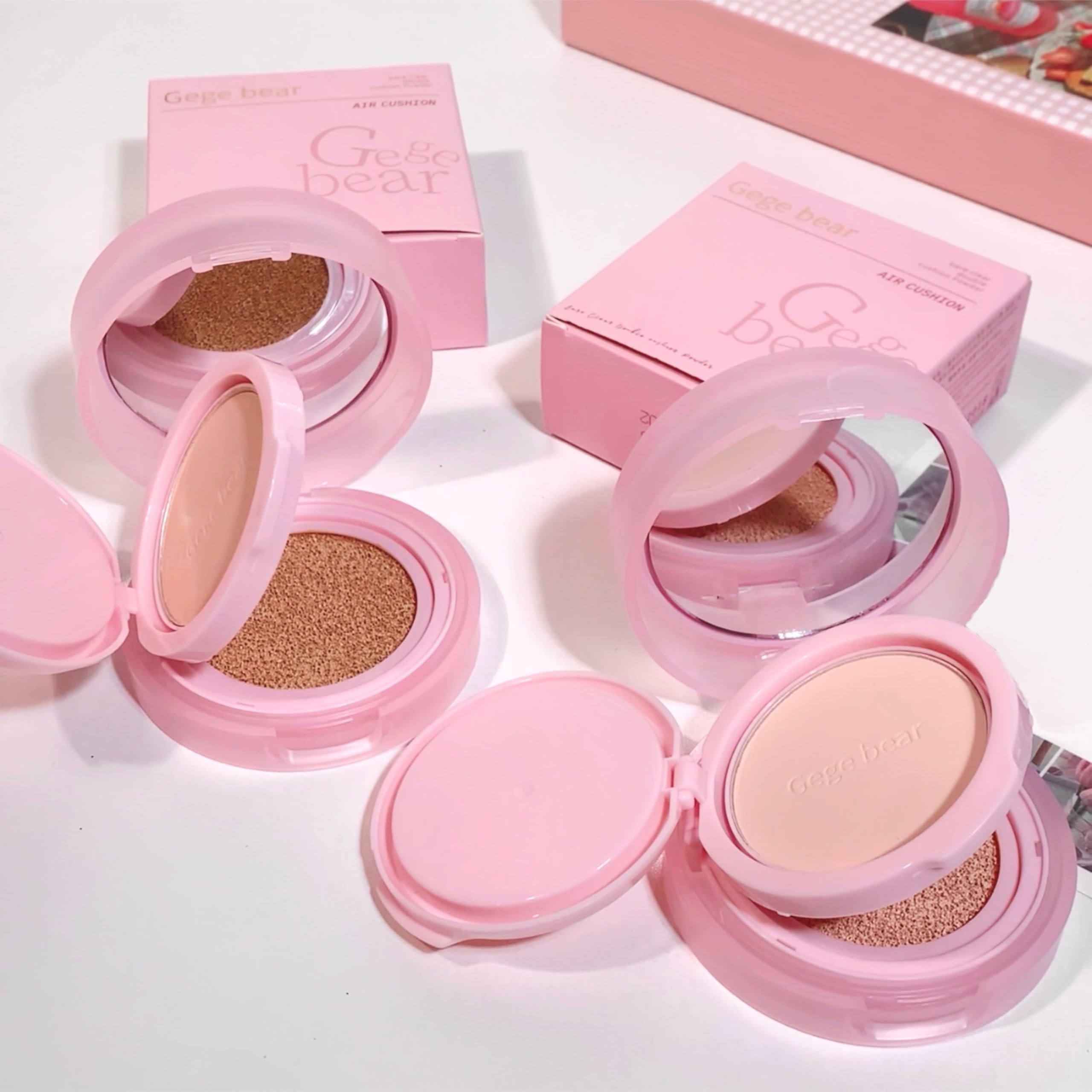 2-in-1 Cushion Foundation & Compact Powder for Women | Hydrating Formula + Oil Control Powder | Sleek Pink Travel-Ready | Perfect for Fair to Natural Skin Tones | Buildable Coverage That Blurs and Brightens | (01# Ivory, 13g Cushion Foundation + 7g Compact Powder)-image-31