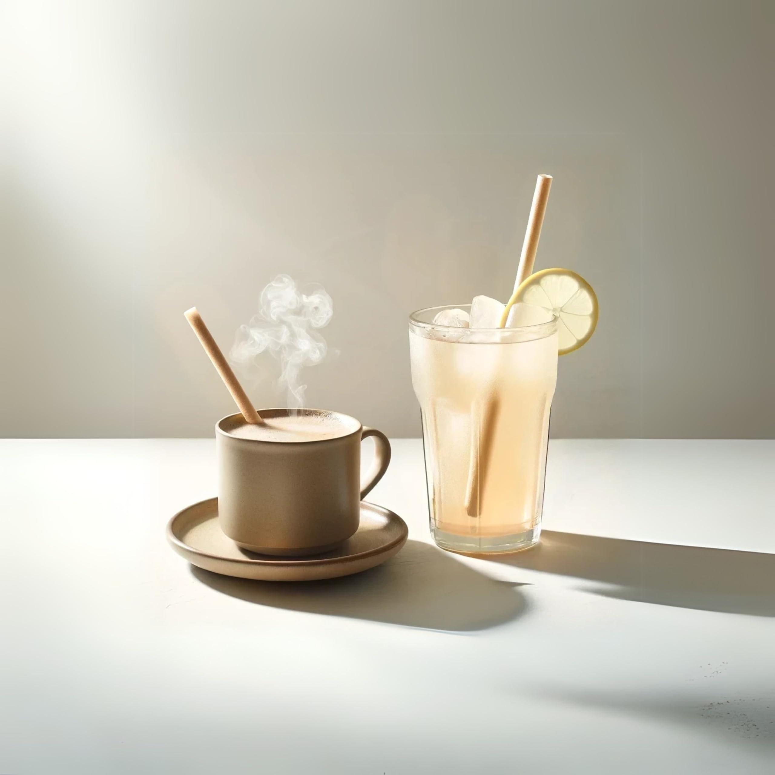 Pajitas de fibra vegetal 100% biodegradables y compostables, ecológicas, sin sabor, textura agradable, resistente hasta 90 °C, ideal para bebidas frías y calientes (5000, 6 x 140 mm)