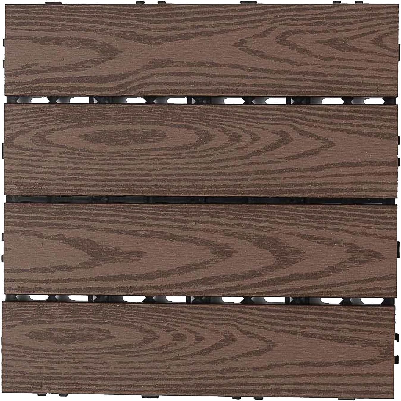 Płytki i deski tarasowe z kompozytu, Wewnętrzne zewnętrzne blokujące płytki tarasowe WPC Multicolor 30x30x2 cm 10 szt(E-Coffee)