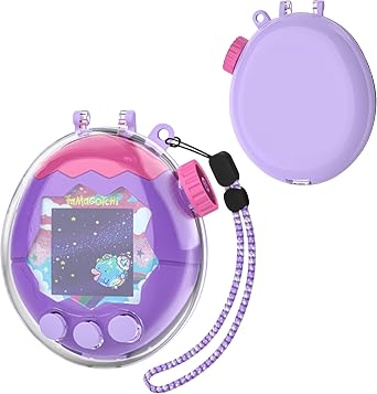 Geiomoo PC Cover for Tamagotchi Paradise Case, Funny Flexible Scratch Resistant Protective with Lanyard Purple