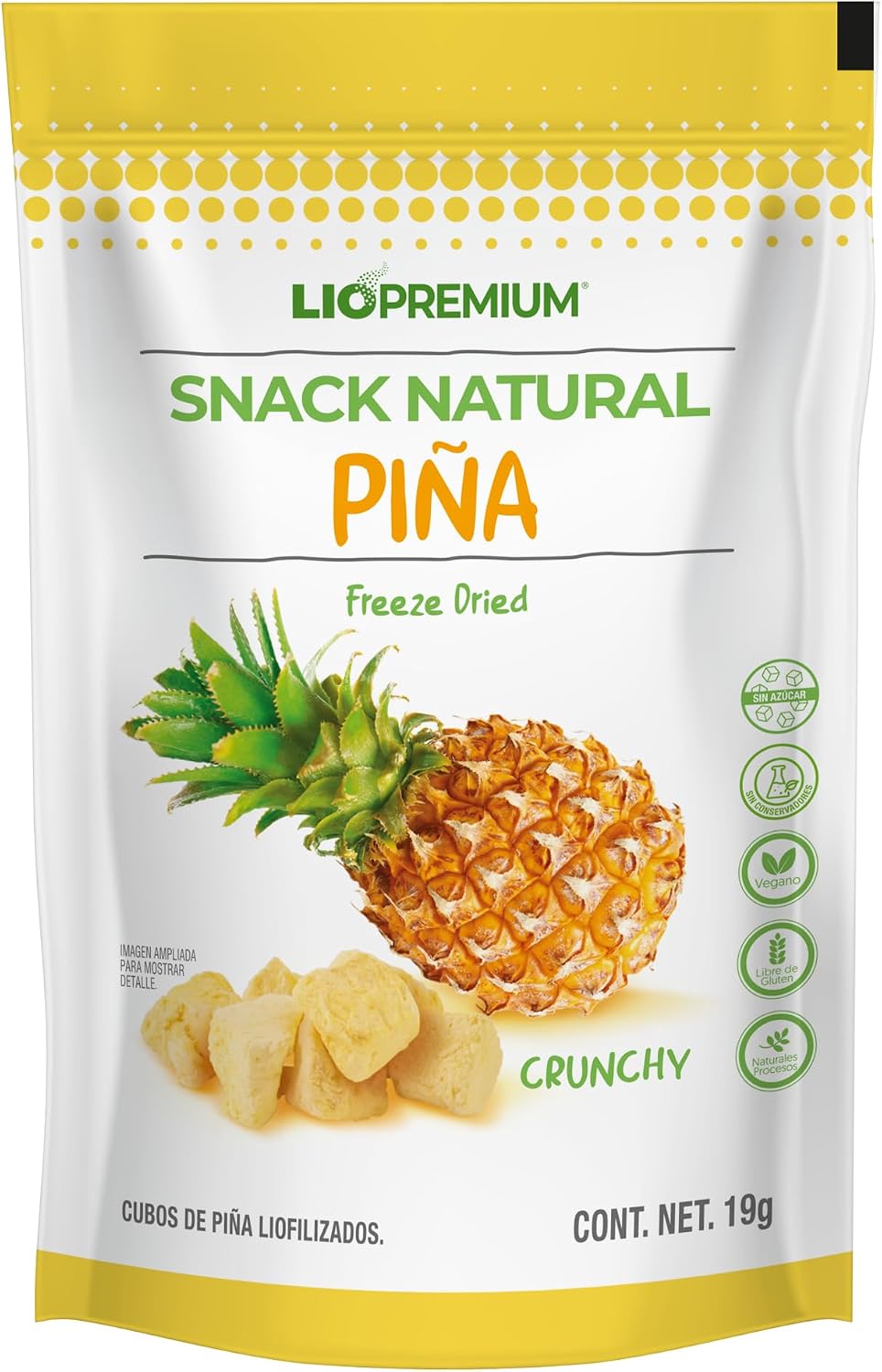Liopremium Piña Liofilizada/Paquete con 8 pzas/Snack Saludable para ...