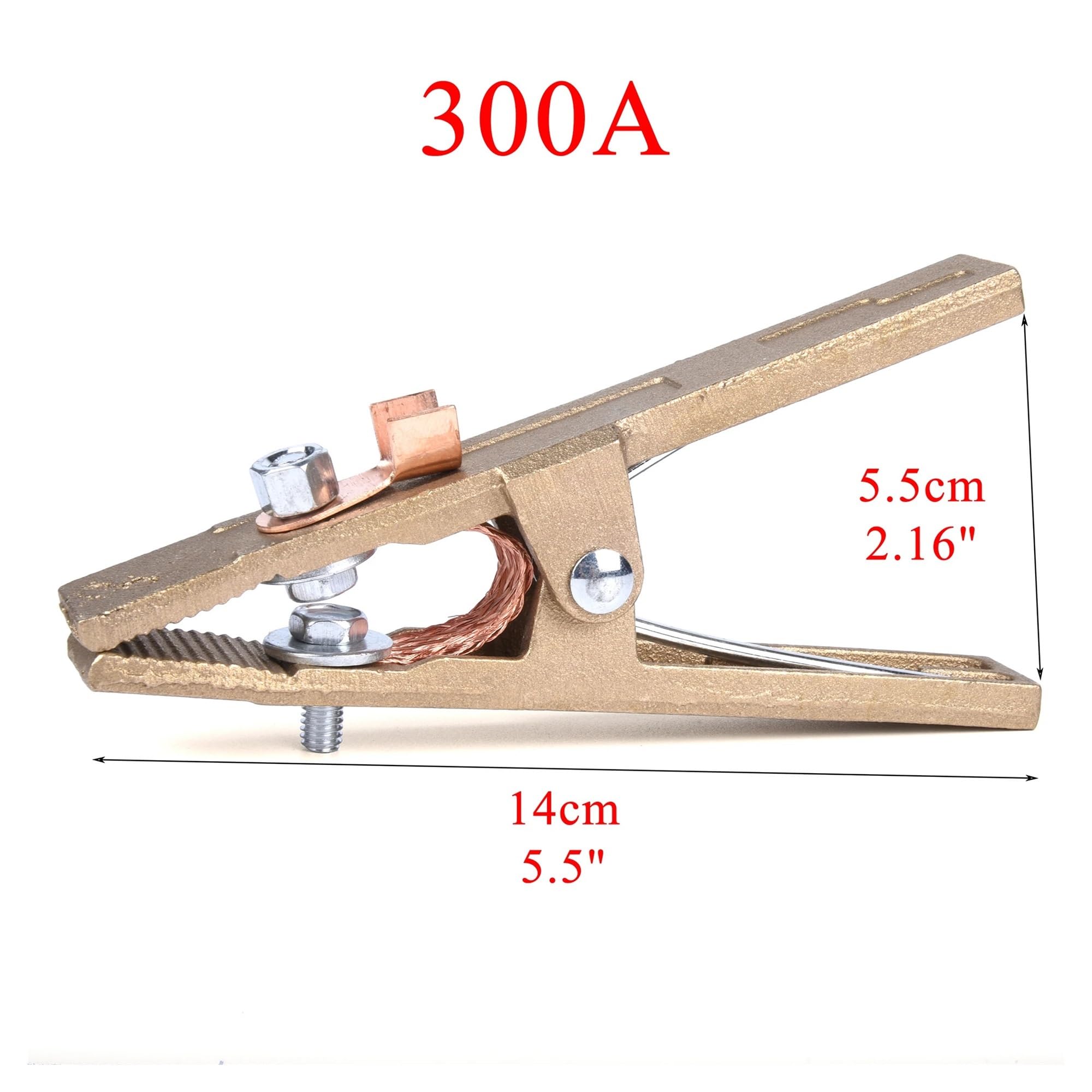 Pinza massa per saldatrice Clip di messa a terra con vite di fissaggio a terra for saldatura in ottone resistente(A type 300A Black)