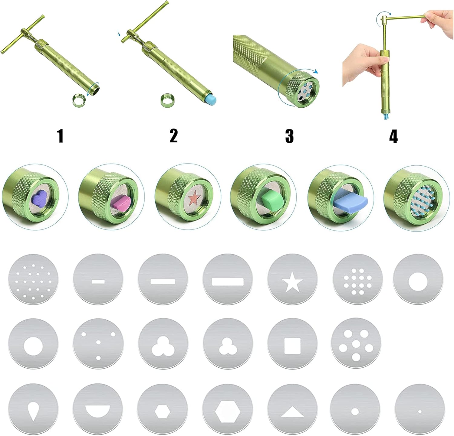 NA Allazone 56 PCS Polymer Clay Extruder kit, Rotary Clay Extruder with