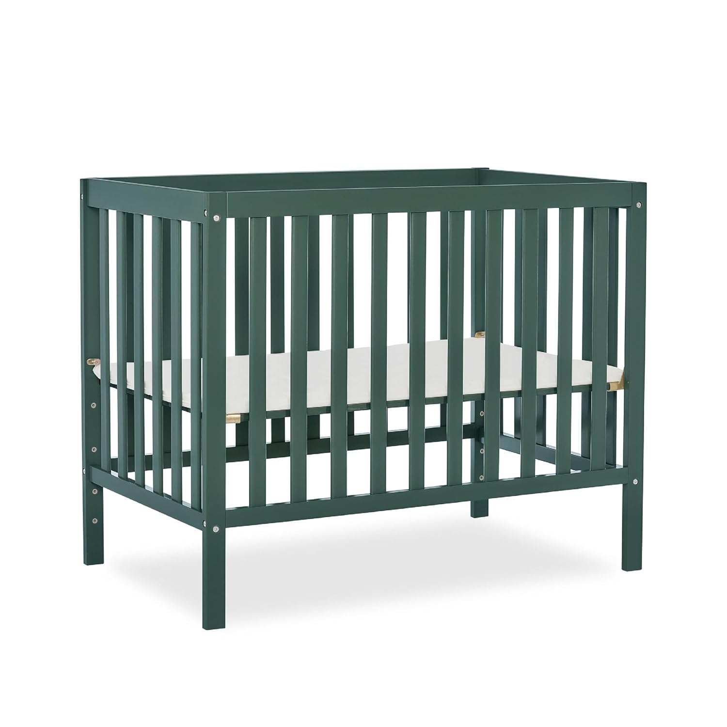 Dream On Me Edgewood 4-in-1 Convertible Mini Baby Crib in Olive GreenGuard Gold
