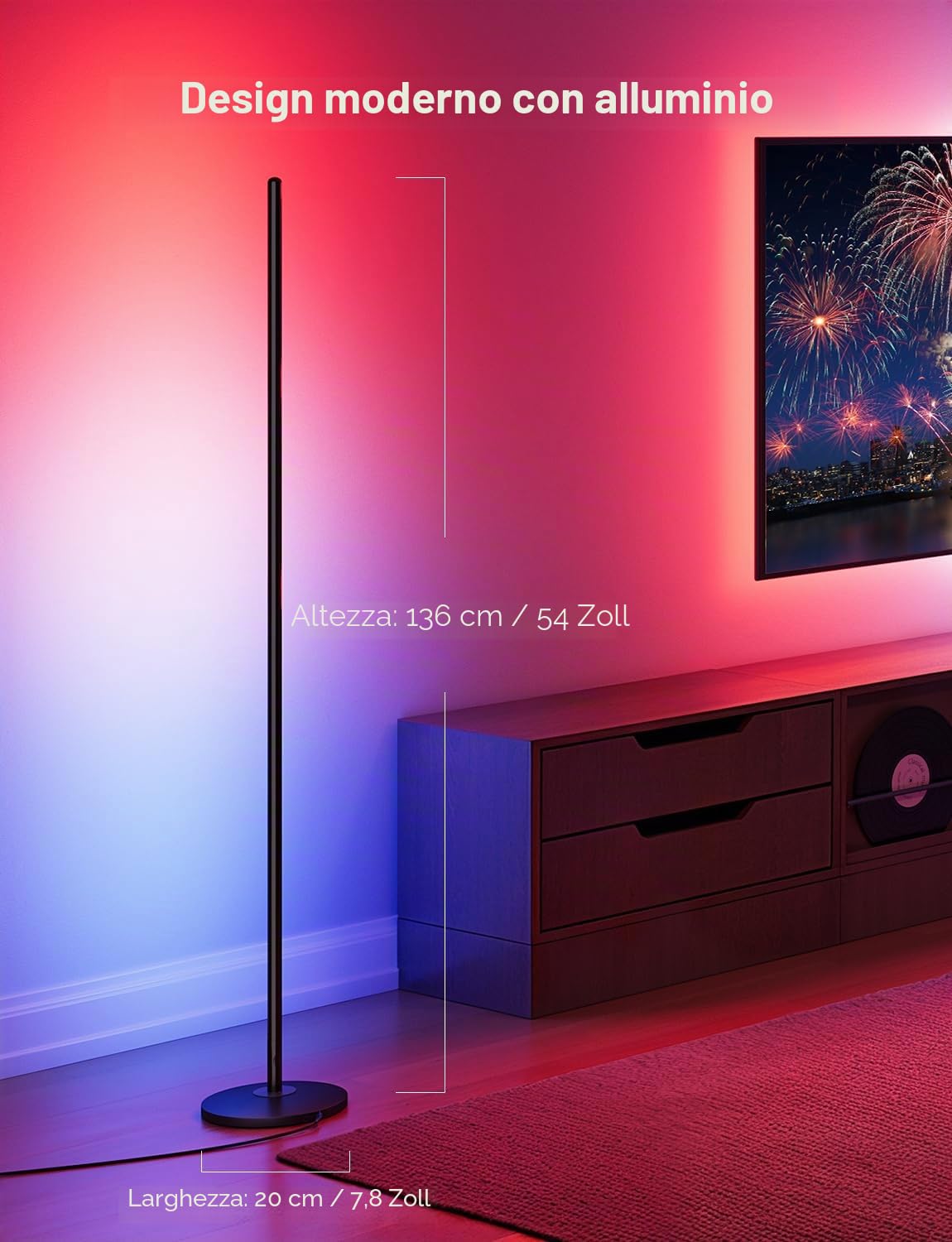 Govee LED Lampada da terra Nero, RGBIC Piantana Lampada da Terra Funziona con Alexa, Matter, APP, 16 Milioni Colori, Sincronizzazione Musicale, per Soggiorno, Camera da Letto, Ufficio, 2 Packung