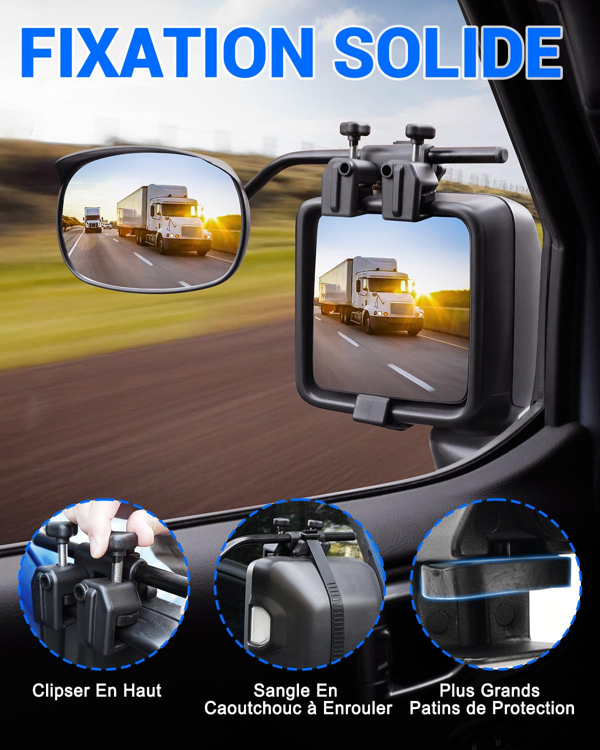 SUPAREE Convexe Rétroviseurs Extérieurs Camping Car Rétroviseur Caravane Voiture Rétroviseur pour Caravane Extension Universel avec Pare Pluie 2Pcs