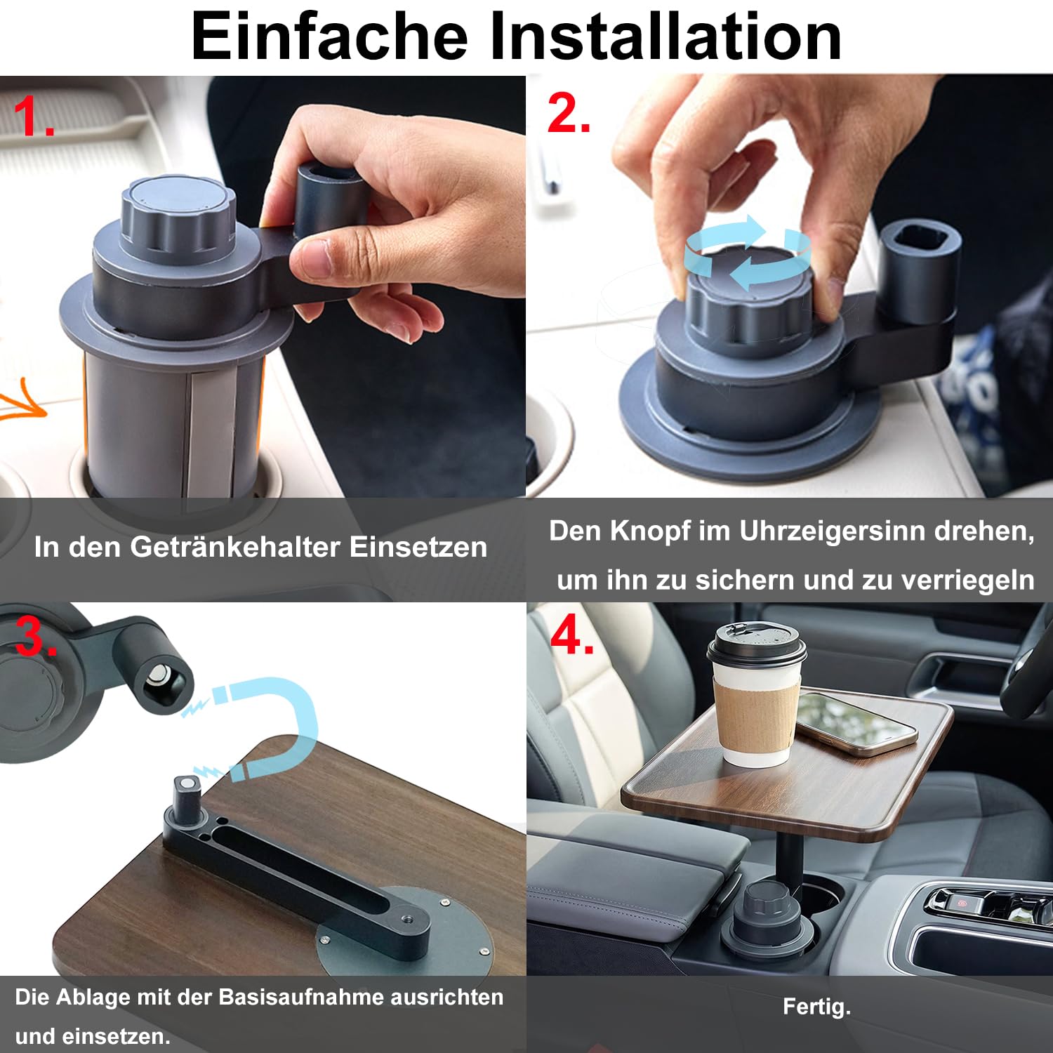Autotisch für Laptop, geeignet für Arbeiten und Pausen im Fahrzeug mit 360°, Laptophalterung aus Holz für das Auto Tisch Tablett, Für Tesla Model Y/3/S, Ford F150 und die meisten Anderen Fahrzeug