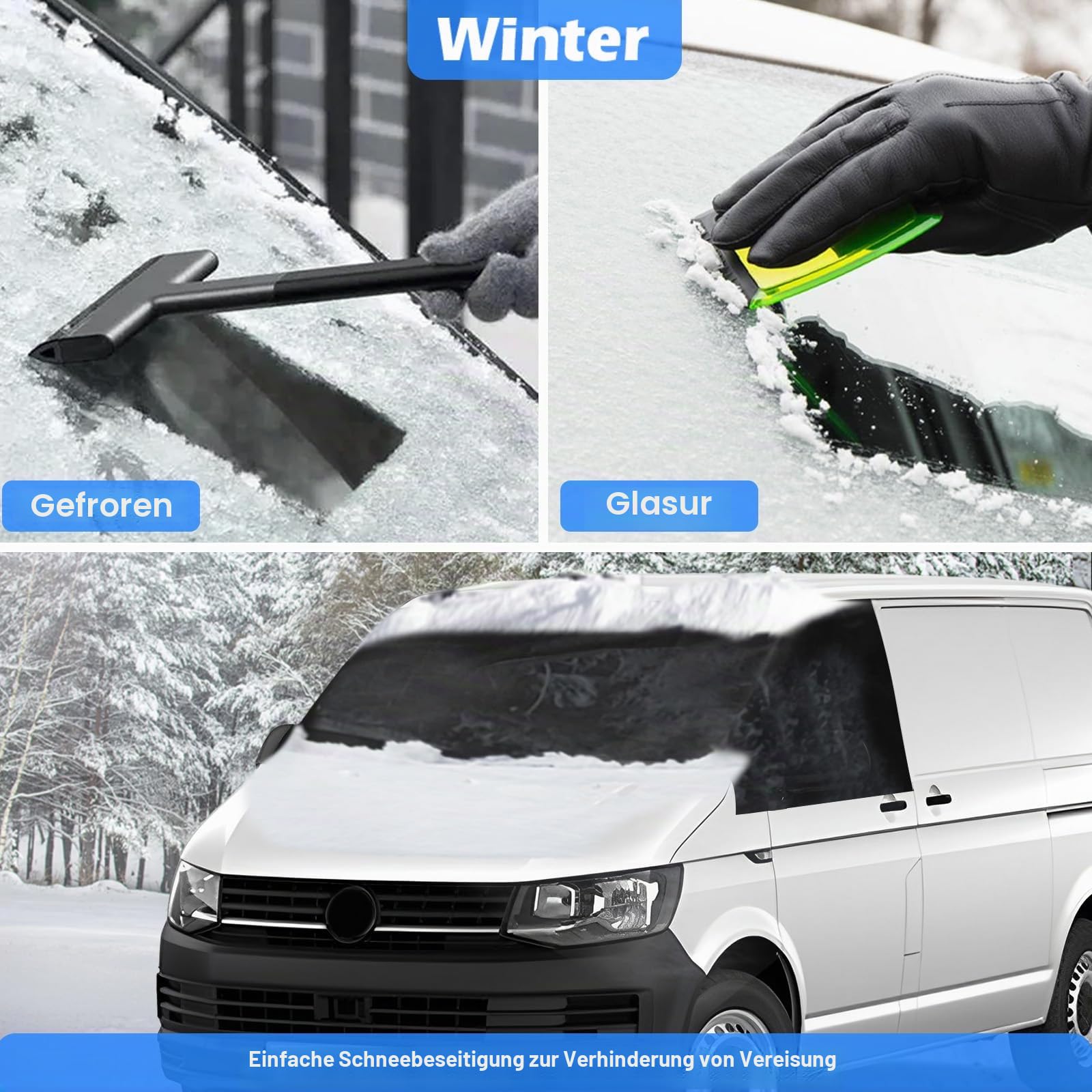 Auto Windschutzscheiben Abdeckung Ersatz für VW T6, 600D Luxus Frontscheiben Sonnenschutz, 100% Verdunkelnd, Blockiert UV Strahlen, Wetterfeste Frontscheibe Wrap Cover