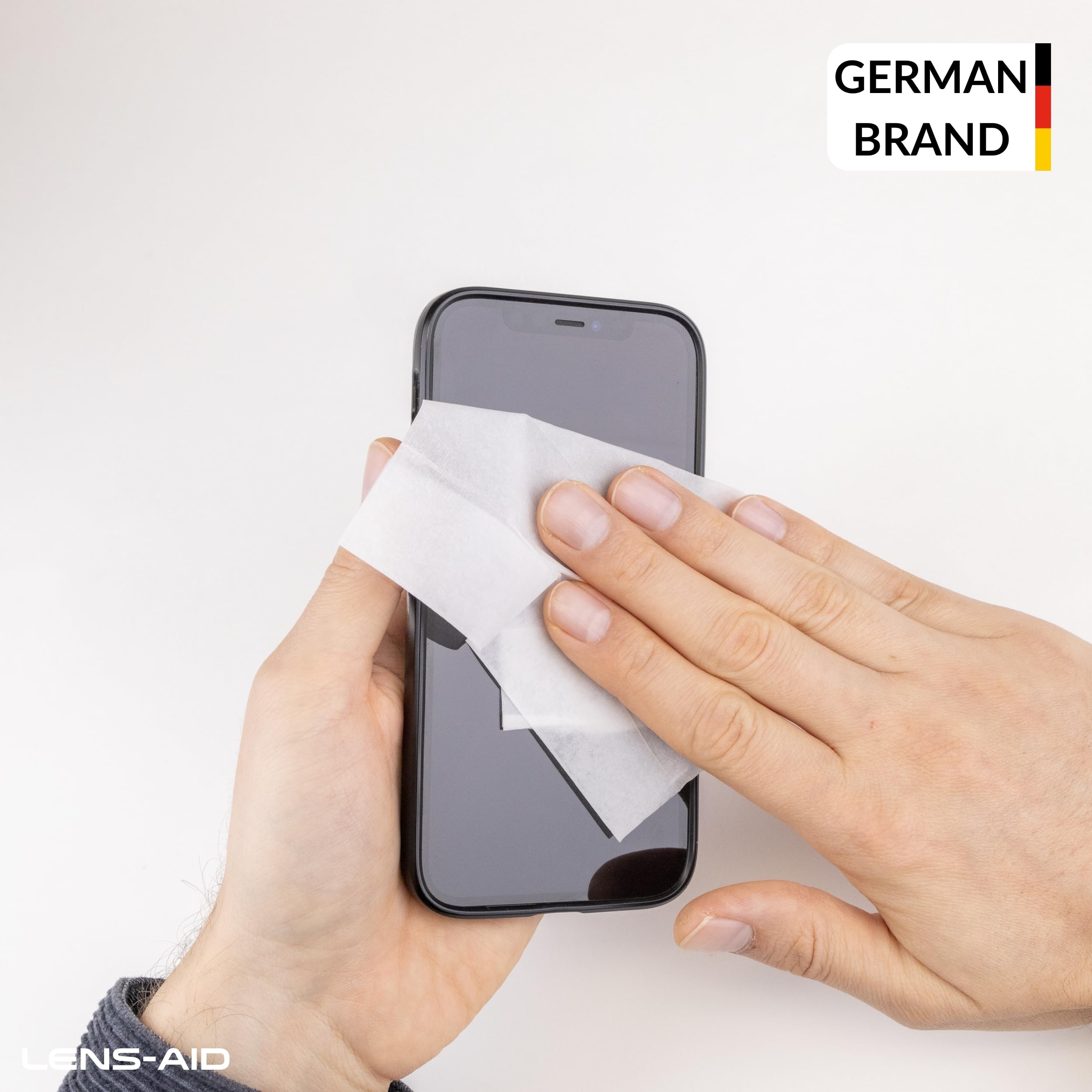 Lens-Aid Mokre ściereczki do czyszczenia soczewek, wyświetlacza telefonu komórkowego, okularów, tabletów – 20 sztuk do szybkiego i dokładnego czyszczenia na mokro