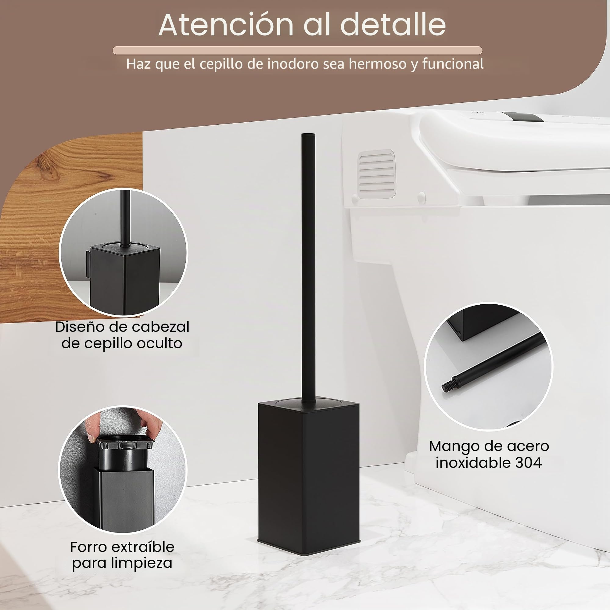 bgl Escobillero de Inodoro, 2 Unidades, Negro Mate, Metal, Independiente