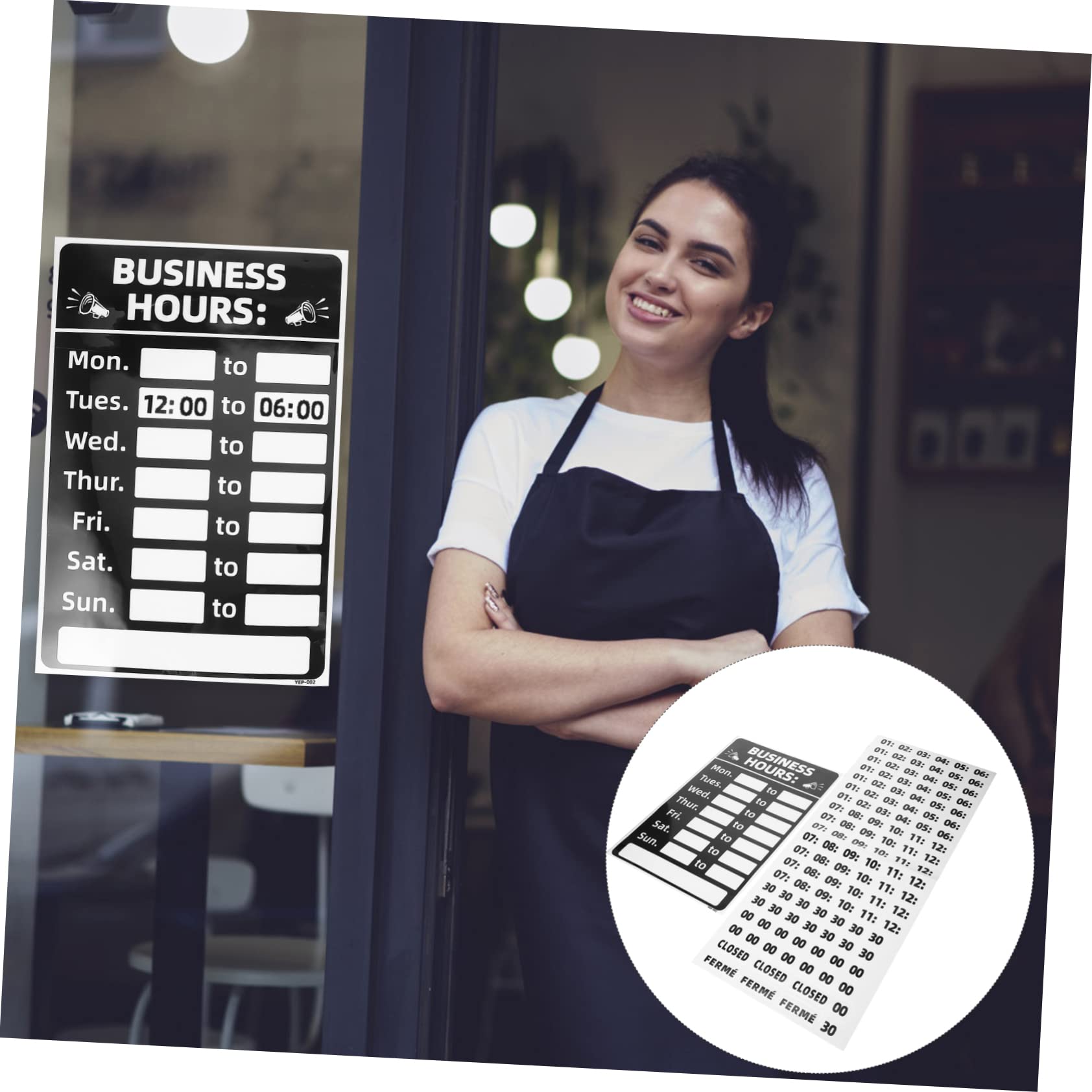 ULTECHNOVO 5sets Insegna Orari Di Apertura e Chiusura Per Attività Commerciali Adesivo Pratico e Resistente Per Ristoranti Caffetterie Negozi e Bar Materiale Sicuro e Facile Da Installare