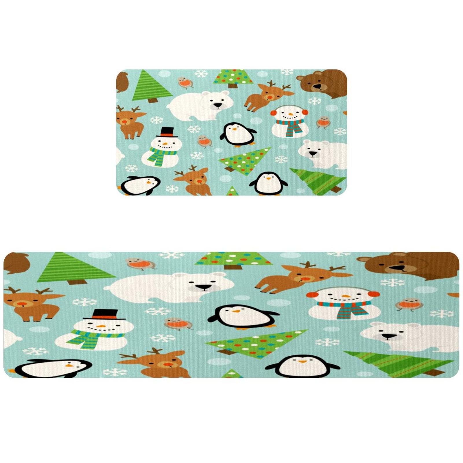 Alfombrillas de cocina para pasillo y cuarto de lavado con muñeco de nieve navideño