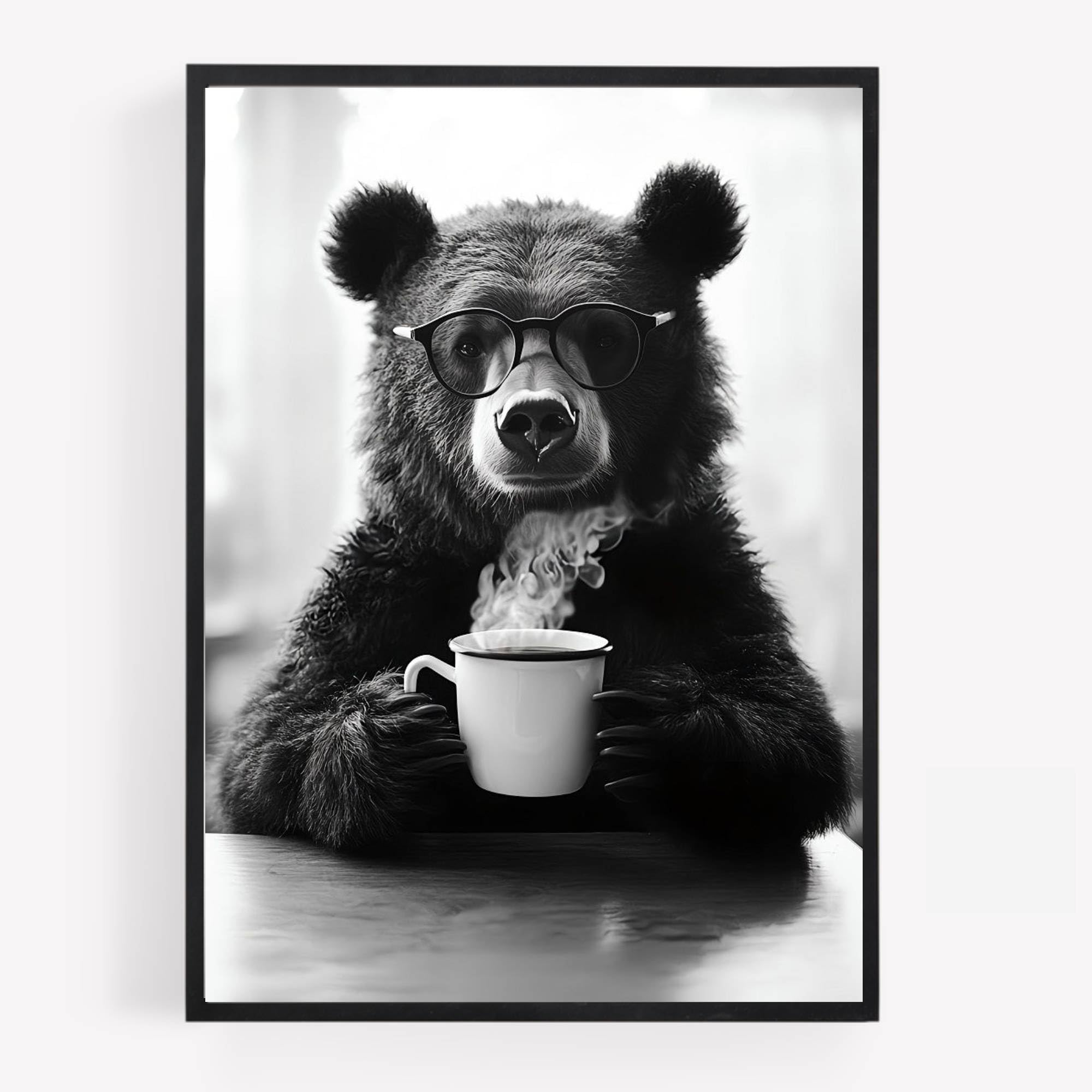 gfc Funny bear drinking coffee Print Picture Poster kitchen A4 UNFRAMED wall art Home decor Decorating please be seated for entire performance
