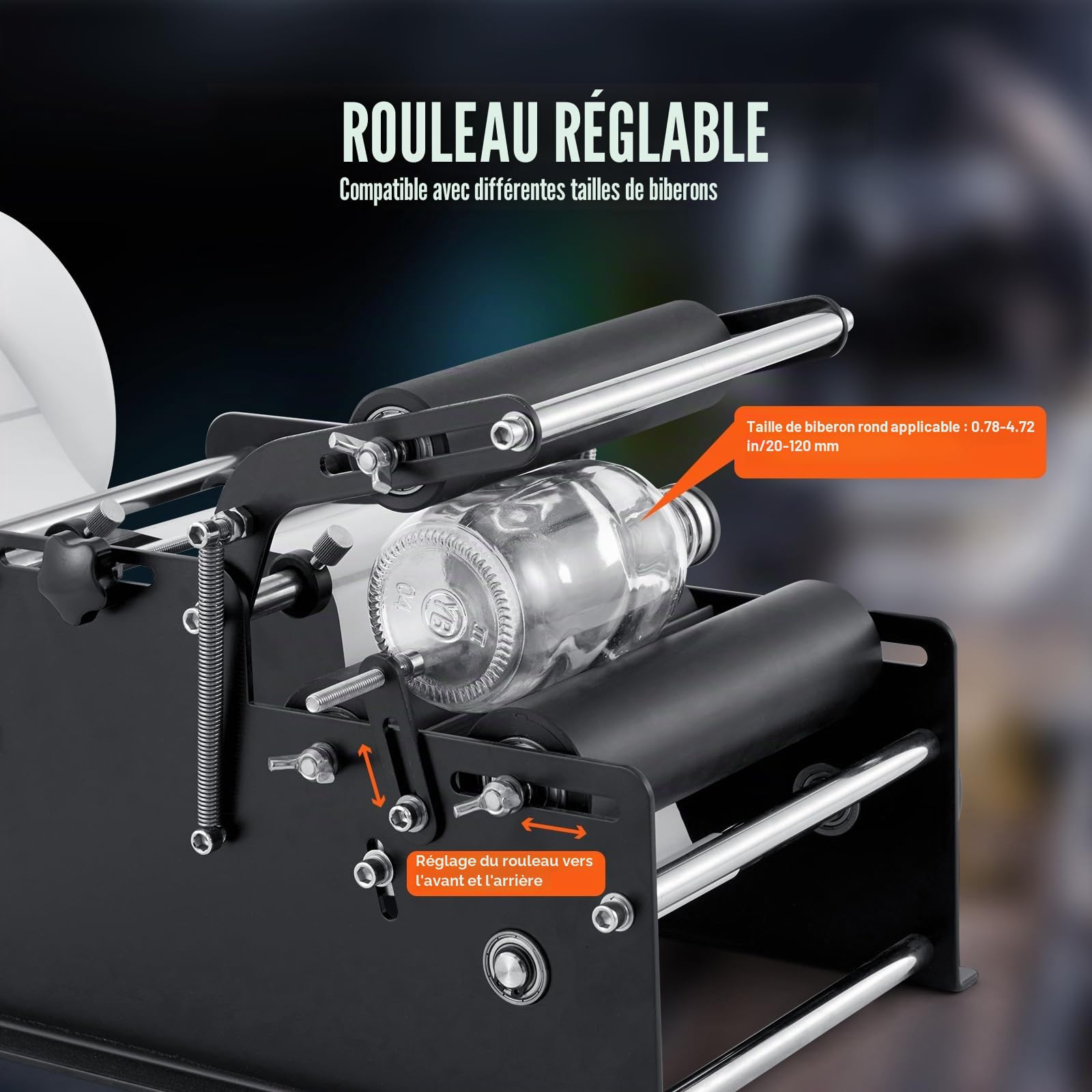 VEVOR Étiqueteuse manuelle ronde, 15-20 pièces/min, applicateur d'étiquettes pour bouteilles rondes, étiqueteuse manuelle réglable adaptée aux étiquettes de bouteilles longueur/largeur entre 10-130 mm