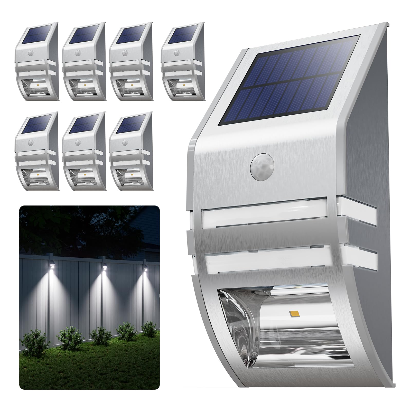 Roopure 8 Pack Solar Wall Lights Cool White