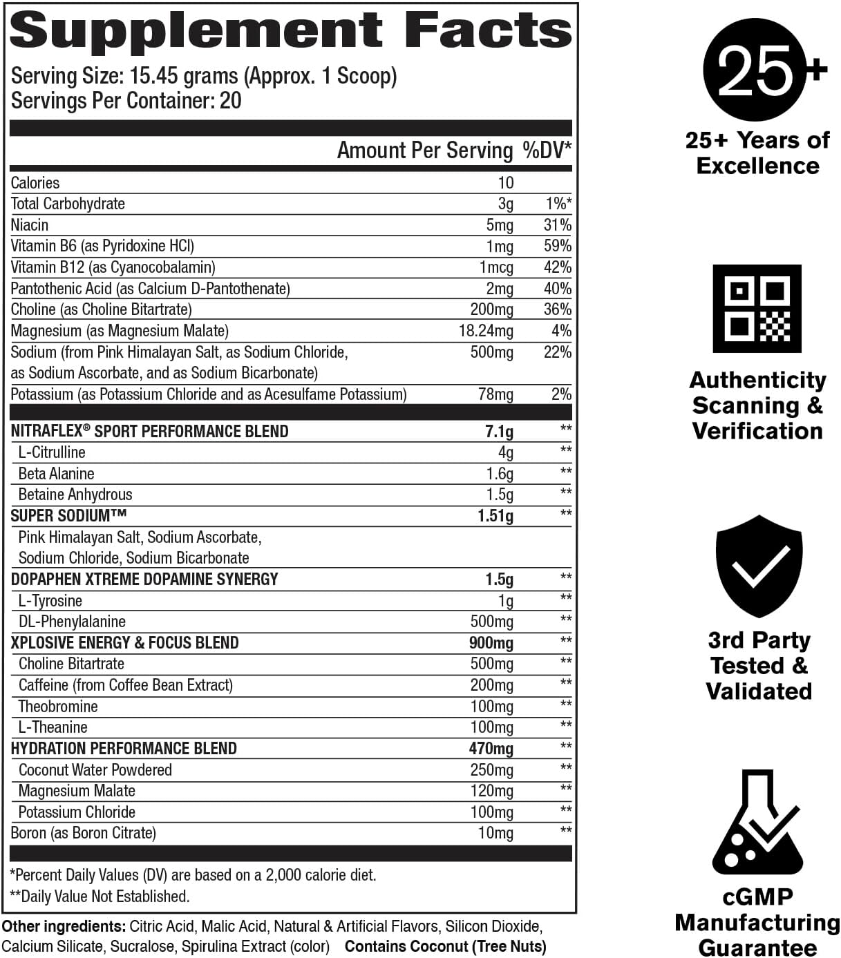Nitraflex Sport Blue Raspberry Pre-Workout Powder, Banned Substance Free, Informed Choice Certified, Hydration, Citrulline, Beta-Alanine, Betaine, 20 Servings - Image 3