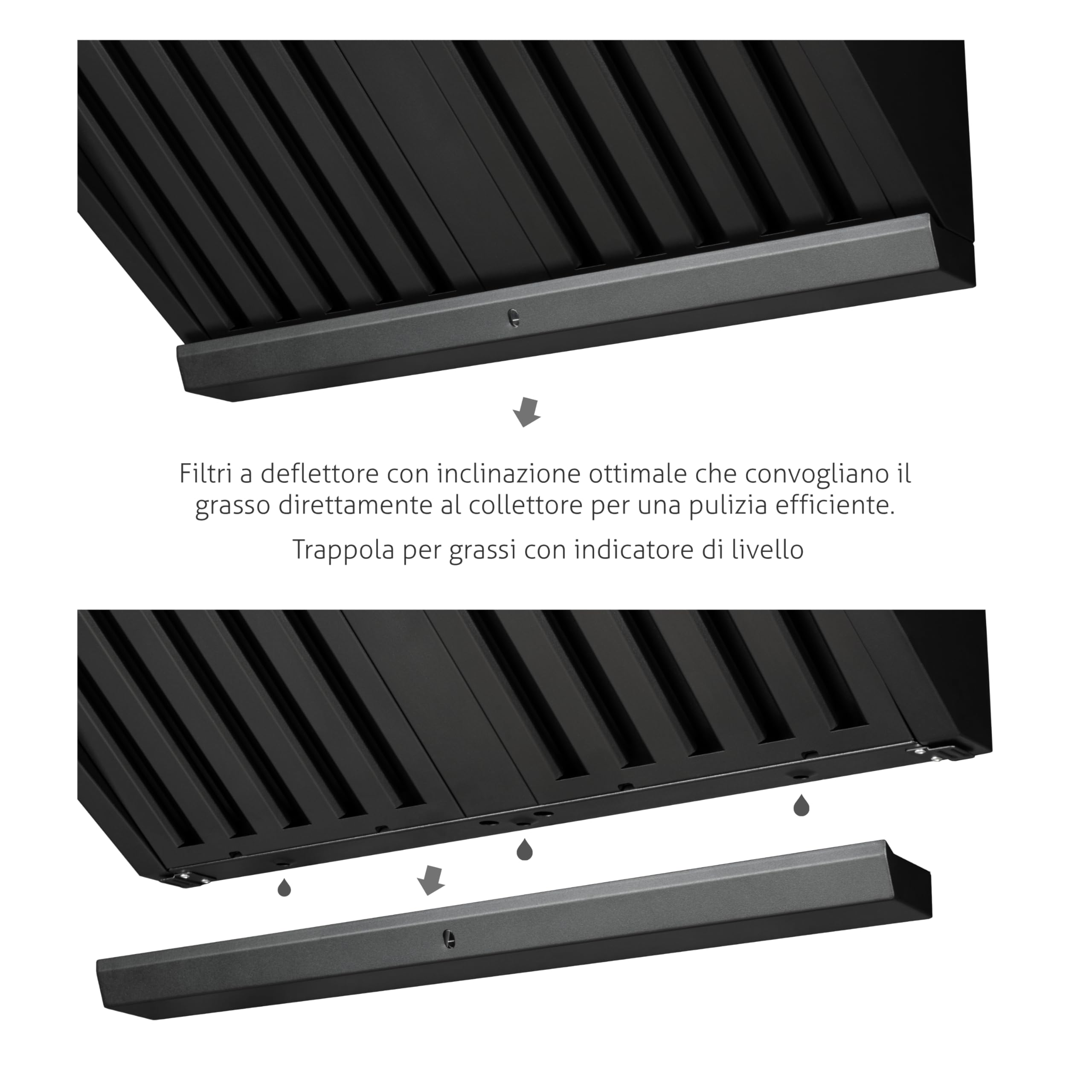 Kori 60 KPKR60WB Cappa a Parete 60 cm, 800 m³/h, Classe A+++, Gesture & Touch, Telecomando, Sensore Calore, Filtri Baffle, Boost/Super Boost, Nero Opaco