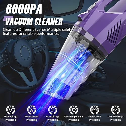 Miniatura 3 de Aspiradora de mano inalámbrica, portátil inalámbrica con potente succiónmúltiples accesorios, mini aspiradora de mano ligera de bajo ruido