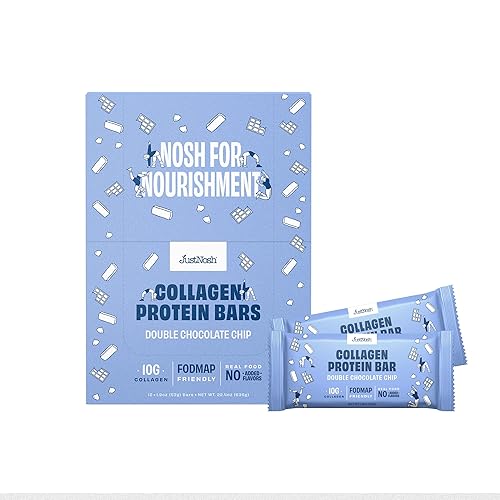 JustNosh Barras de colágeno con alto contenido de proteínas aptas para FODMAP 039 onzas de colágeno sin sabores añadidos orgánicas donde importa sin