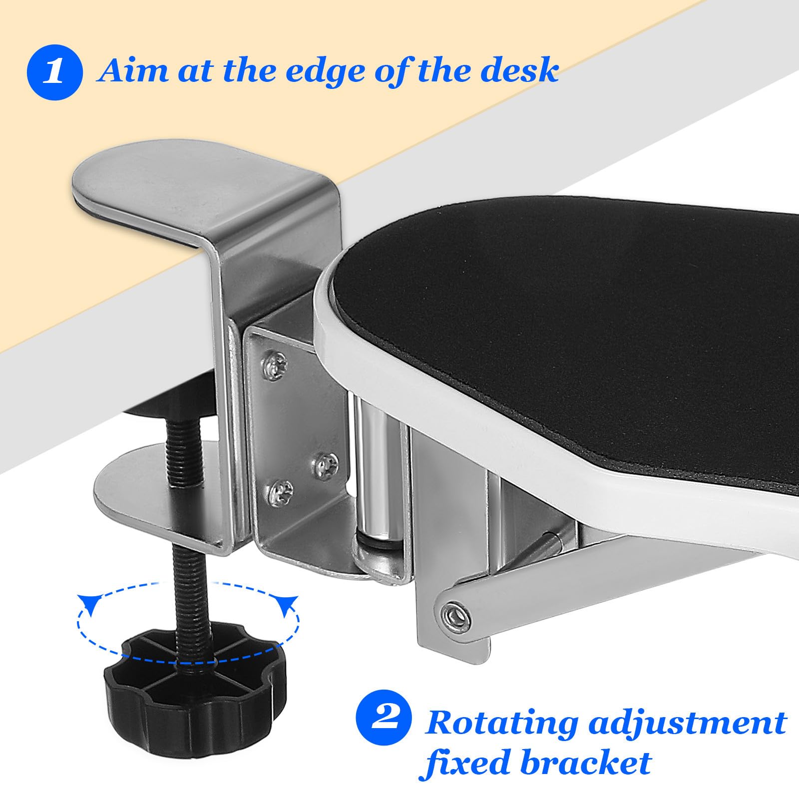 Abaodam Poggiabraccio per Scrivania Pieghevole Morsetto, Supporto Ergonomico in Abs e Ferro, Estensione Comoda per Uso Domestico e Postazioni Gaming