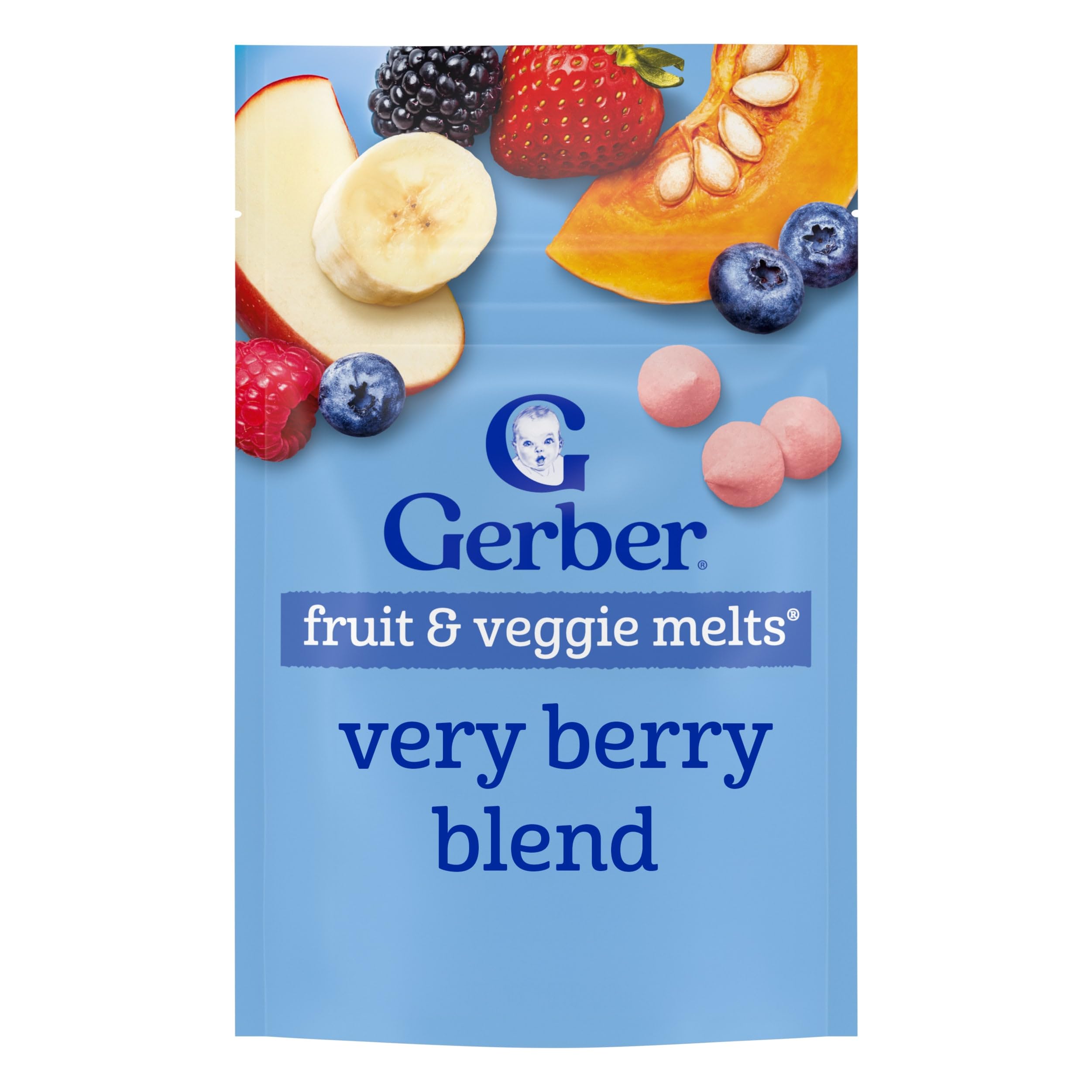 Gerber Stage 3 Baby Food Snacks, Very Berry Fruit and Veggie Melts, Freeze Dried Fruit and Vegetable Snacks for Babies, Baby Led Feeding