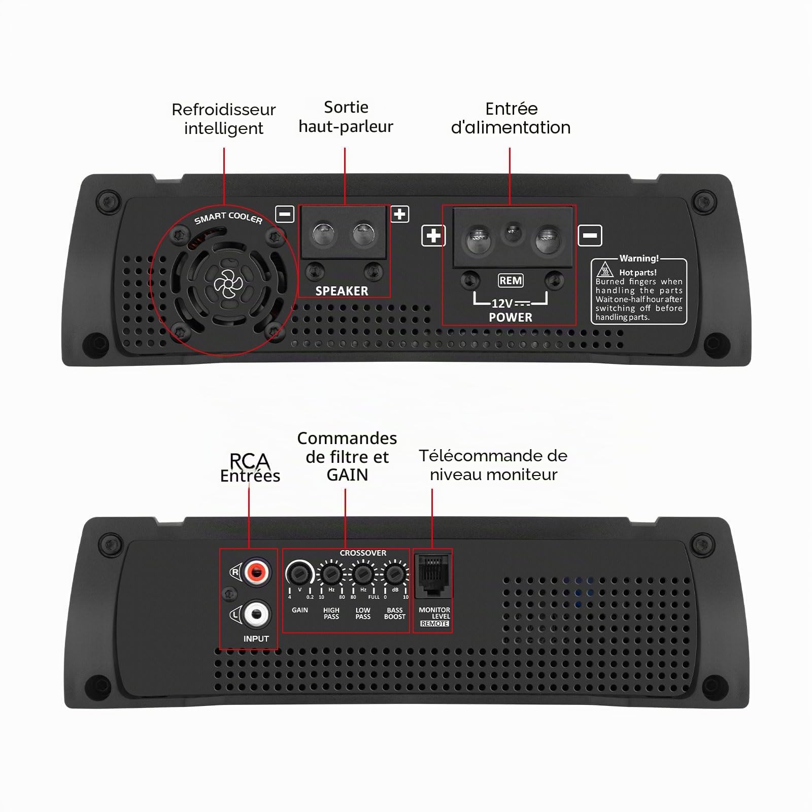 Taramps HD 2000-1 OHM 1-CH Monoblock 2000W RMS Amplificateur audio de voiture Classe D