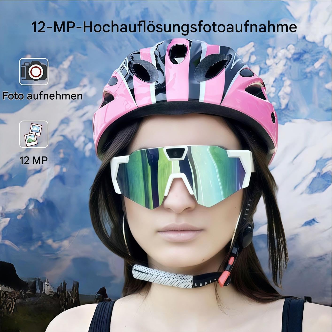 Okulary z kamerą – urządzenie nagrywające 4K do sportów na świeżym powietrzu | okulary przeciwsłoneczne do nagrywania wideo - dla biegaczy, narciarzy, snowboardzistów, wędrówek, motocyklistów