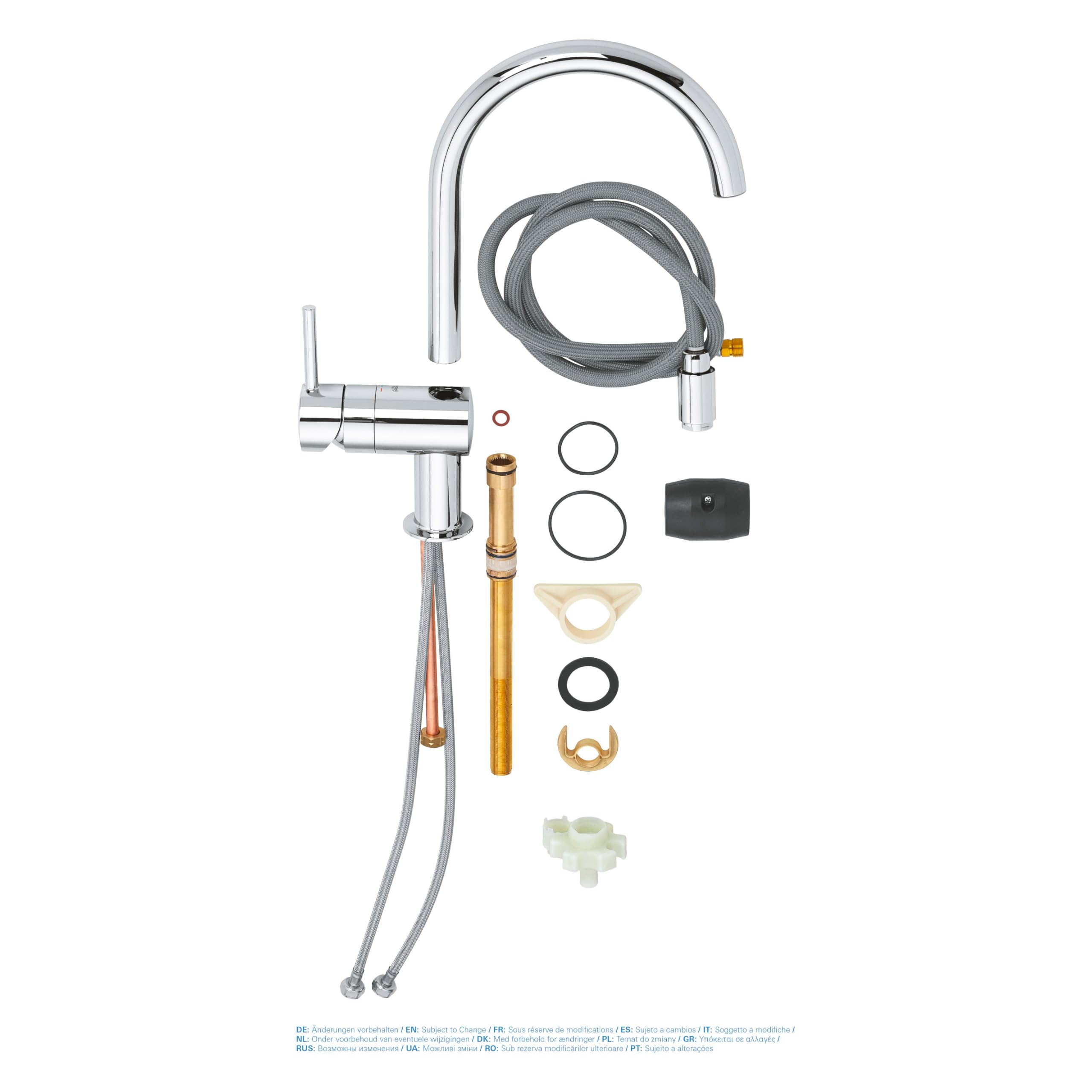 Grohe Minta - Grifo de cocina, caño alto en C extraíble, cromo, ref. 32918000