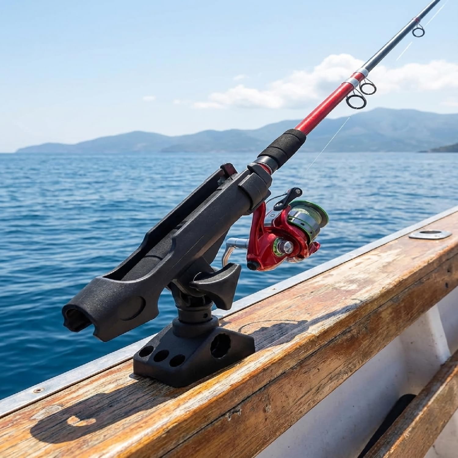 2 Pack Adjustable Fishing Rod Holders for Boat and Kayak, Deck or Side Mount, Reinforced Nylon Material (Black)​