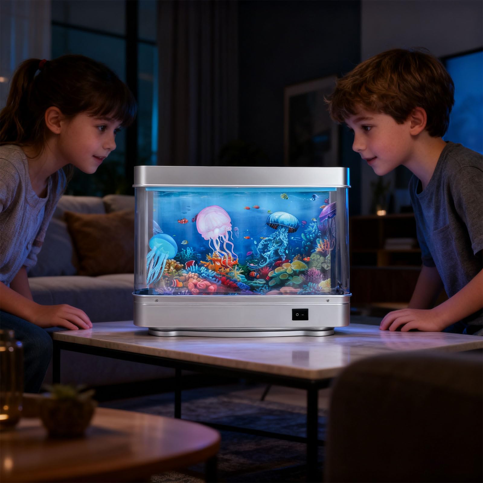 Lampada decorativa per acquario, a forma di medusa, in plastica ABS, illuminazione a LED sicura, alimentazione USB, lampada da scrivania per casa, ufficio, luce notturna a meduse