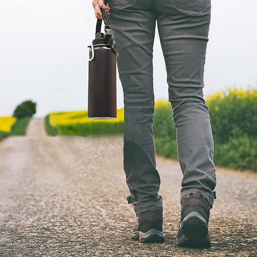 Miniatura 7 de Volhoply Botellas de agua aisladas a granel, paquete de 2 botellas deportivas de acero inoxidable de 40 onzas con mango de paracaídas y tapa de