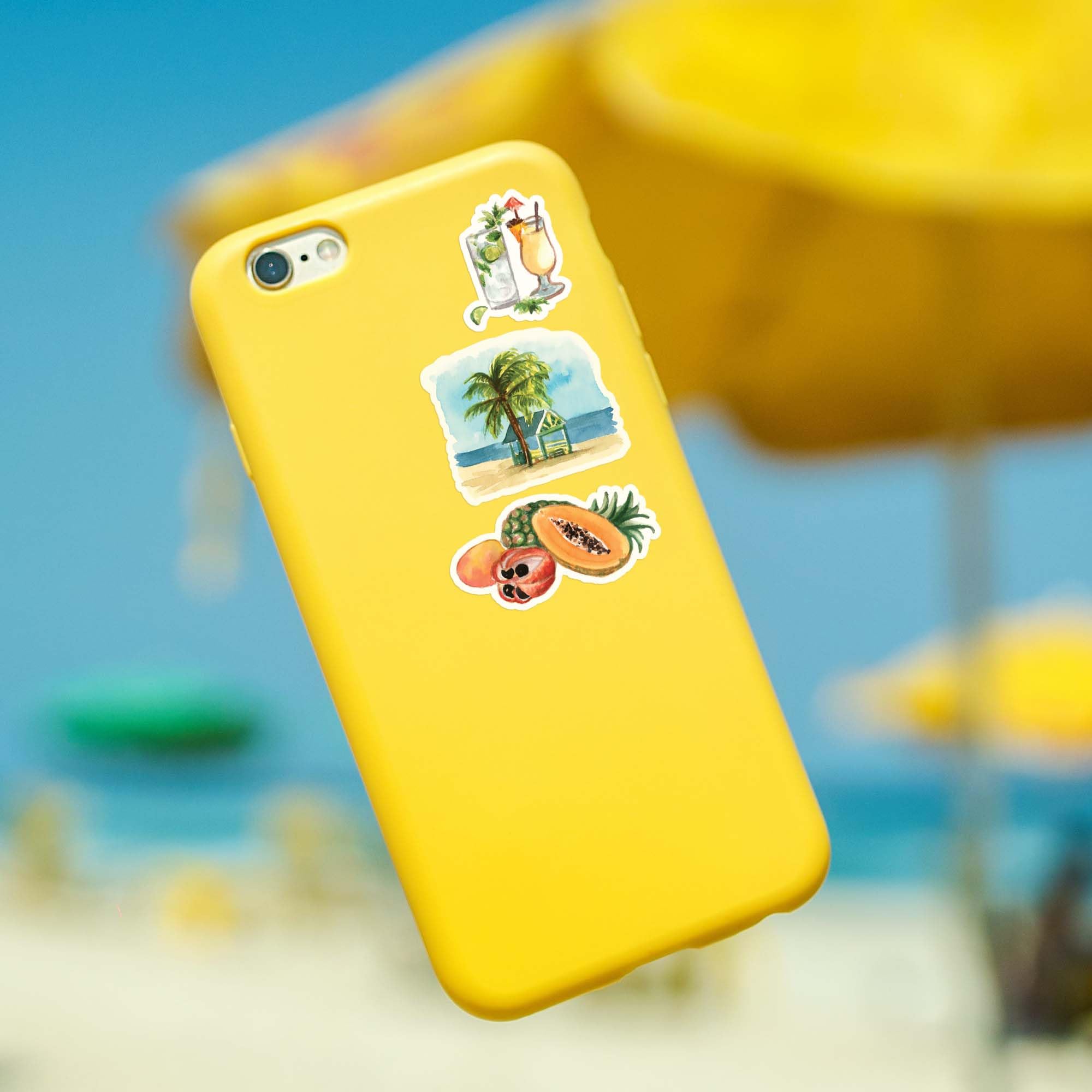 Navy Peony Caribbean Paradise Travel Stickers (31pcs) - Watercolor, Waterproof Tropical Cruise Decals for Journals, Scrapbooks, Water Bottle, Suitcase - Image 8